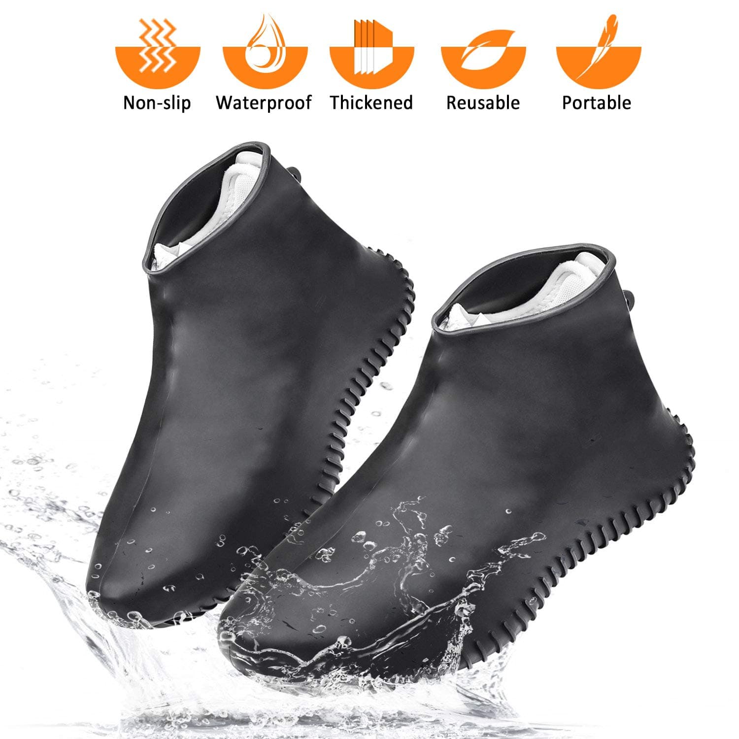Waterproof Shoe Covers Silicone Shoe Covers Reusable Non-Slip Rain Snow Overshoe Foldable Galoshes Shoe Protectors for Men Women