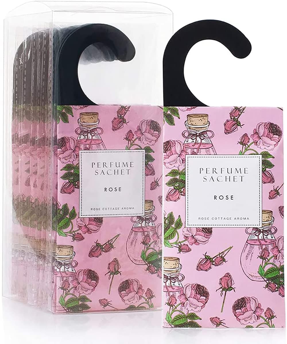 Rose Cottage 12 Pack Rose Closet Scented Sachet Bags Air Purifier for Drawers and Closets, Wedding Sachets