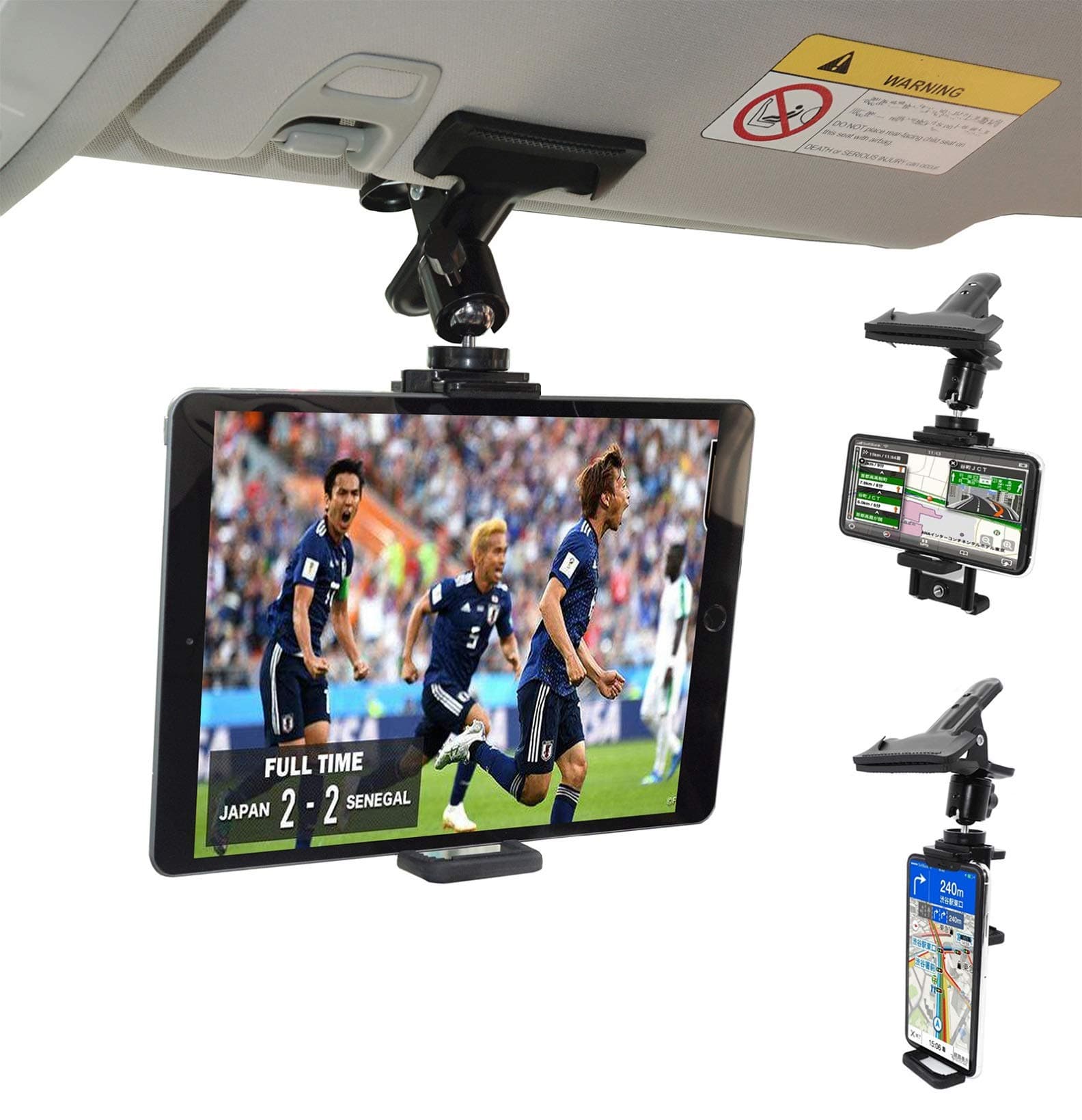 ZenCT Car Clip Holder for Tablets & Phones Used in Car Sun Visor, for iPhone & iPad 4-10 inch Diagonally