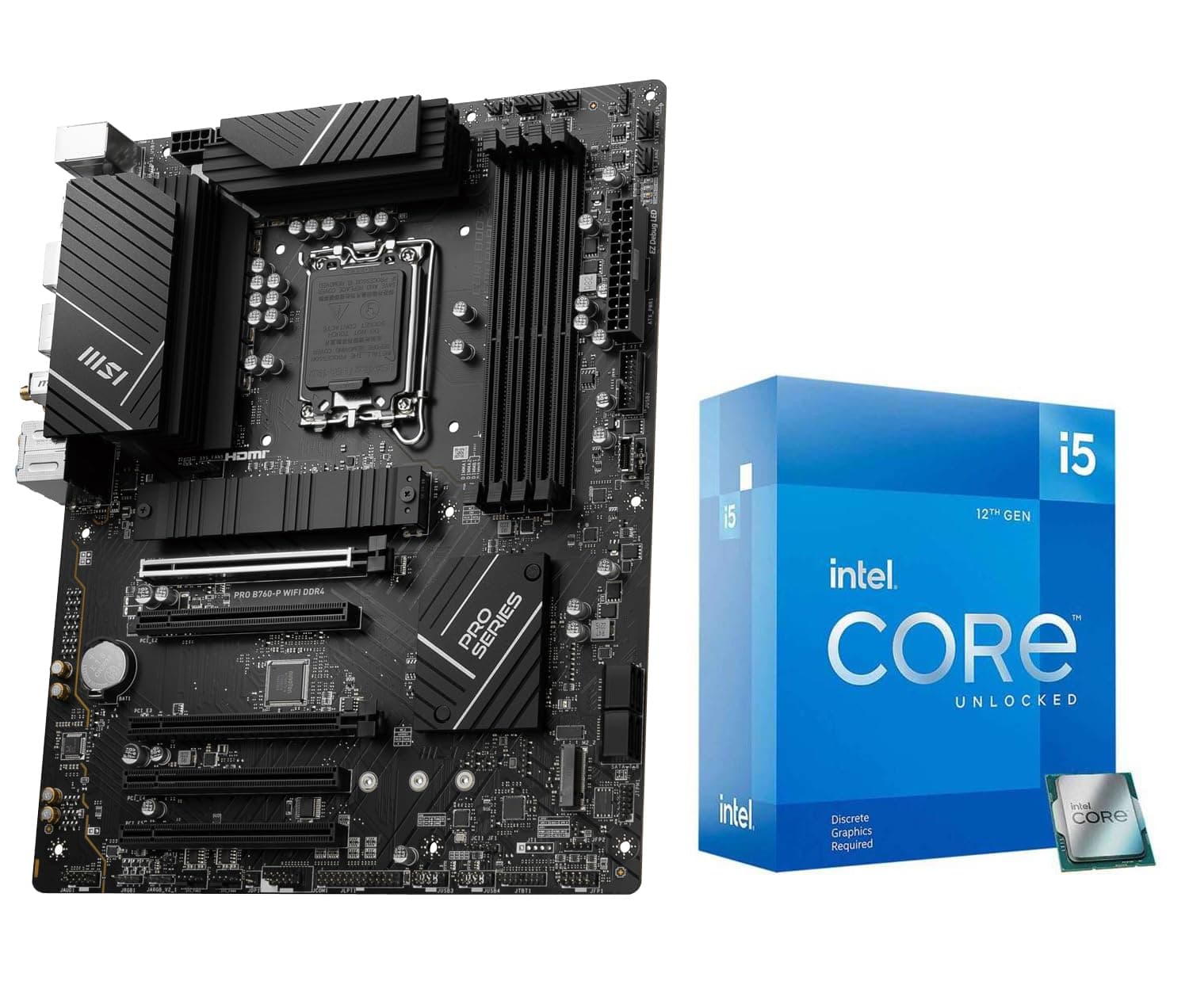 Micro Center CPU Motherboard Combo - Intel i5-12600KF 12th Gen 10 Core LGA 1700 Computer Processor with PRO B760-P WiFi DDR4 ProSeries Motherboard