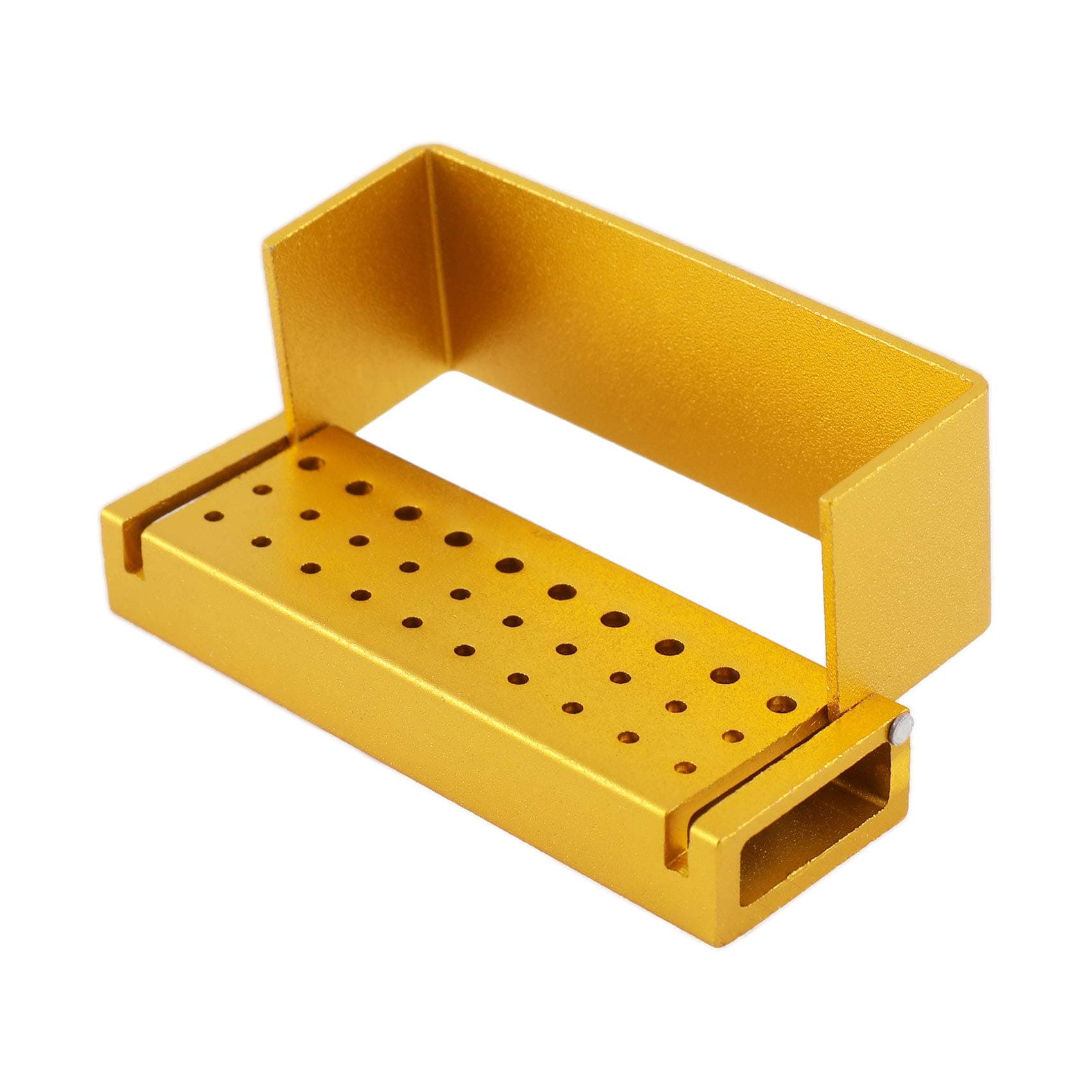 Annhua Dental Bur Blocks Aluminum Bur Holders for Diamond Burs, High-Speed Drill Storage Opening Box Dentist Tool - Gold