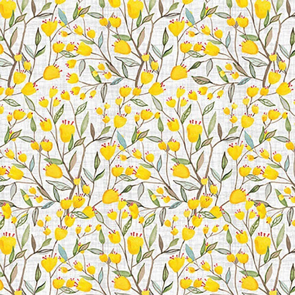 Blank Quilting Fabrics Folk Garden Color Pop Studio Yellow Flowers Gray
