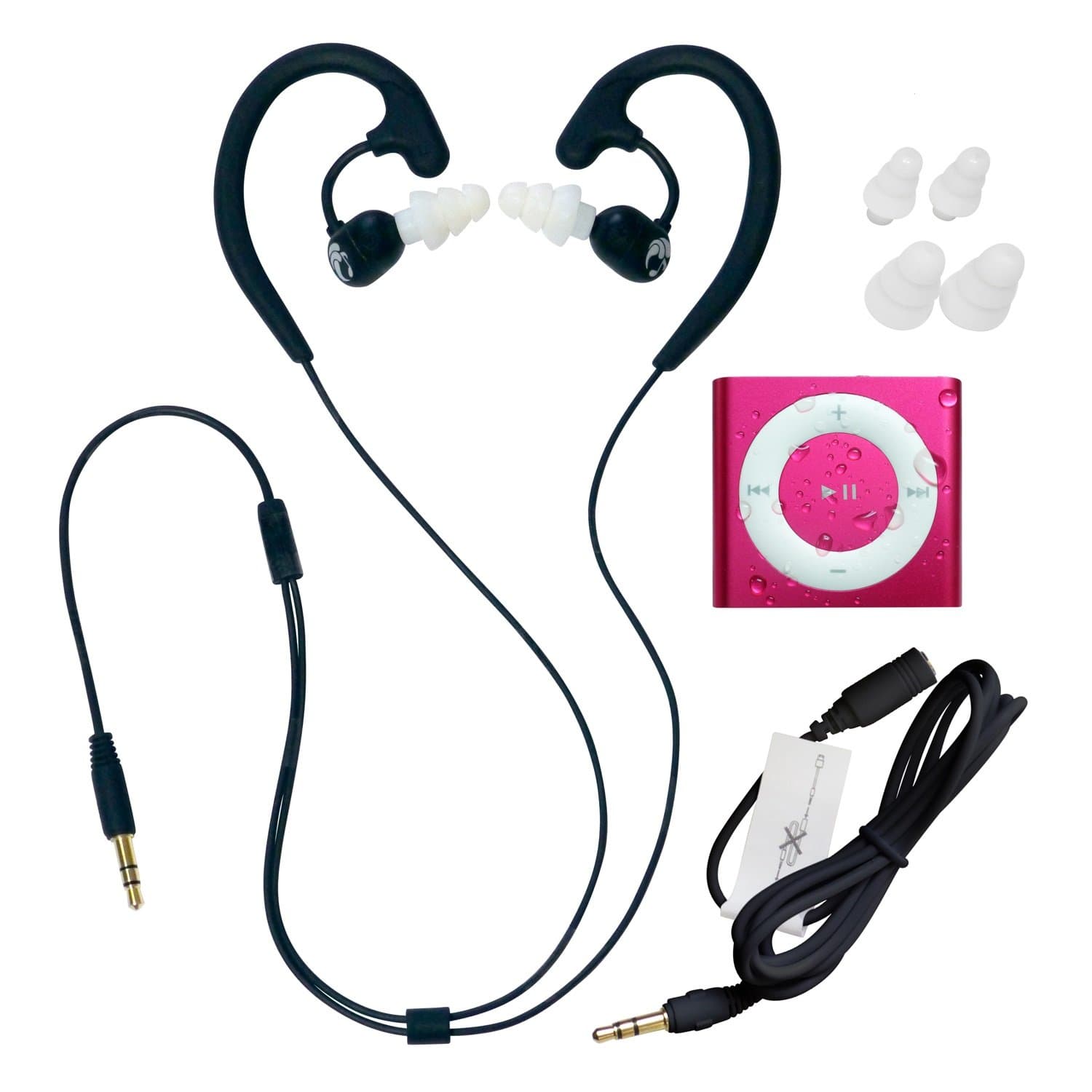 Swimbuds Fit Underwater Audio Waterproof Swimming Bundle (Hot Pink)