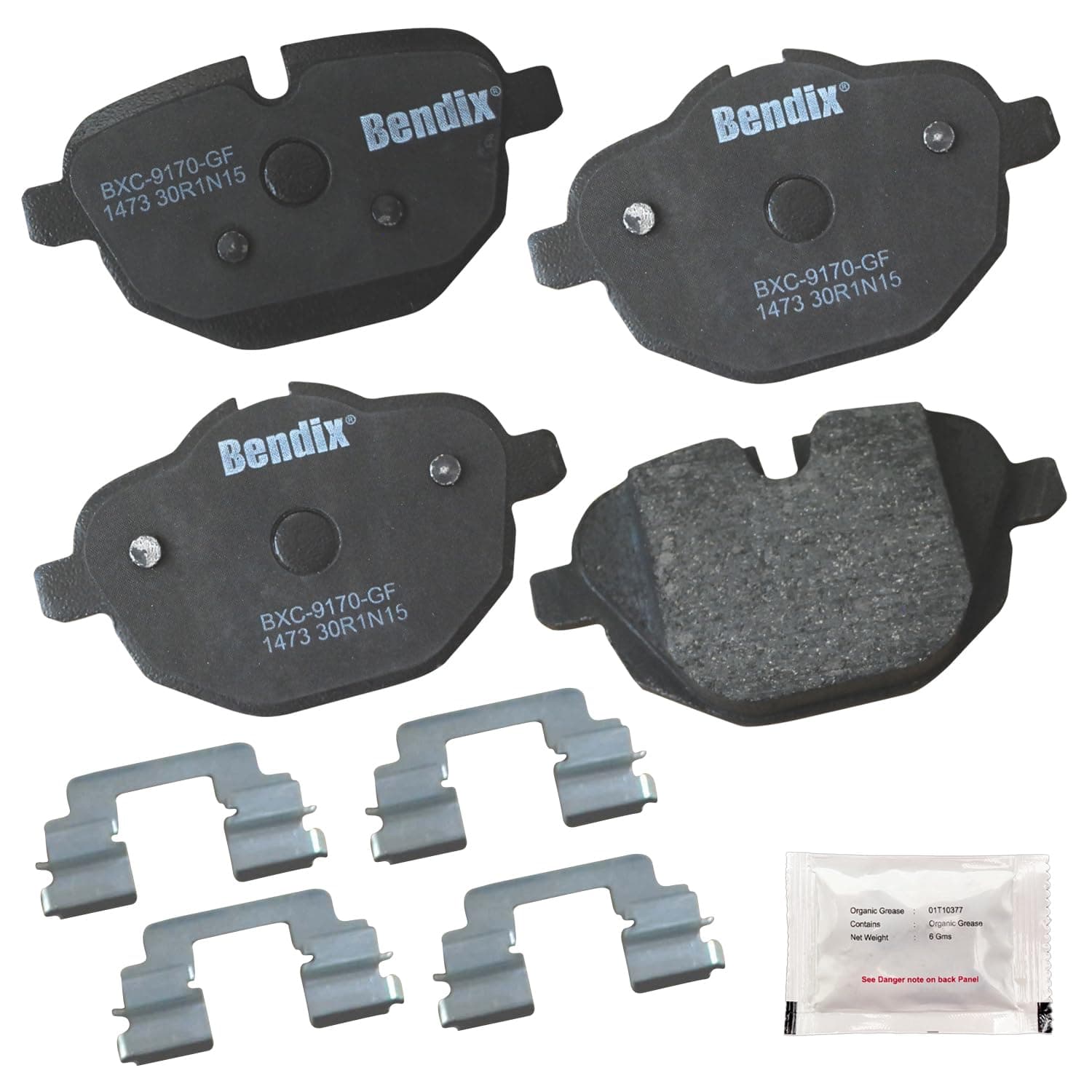 Bendix Priority1 CFC1473 Ceramic Rear Brake Pads for Select Models BMW 520i, 528i, 528i xDrive, 530e, 530e 530i, 530i 535d, 535d 535i, 535i 540d 750Li, ActiveHybrid 5, i8, X3, X4, Z4