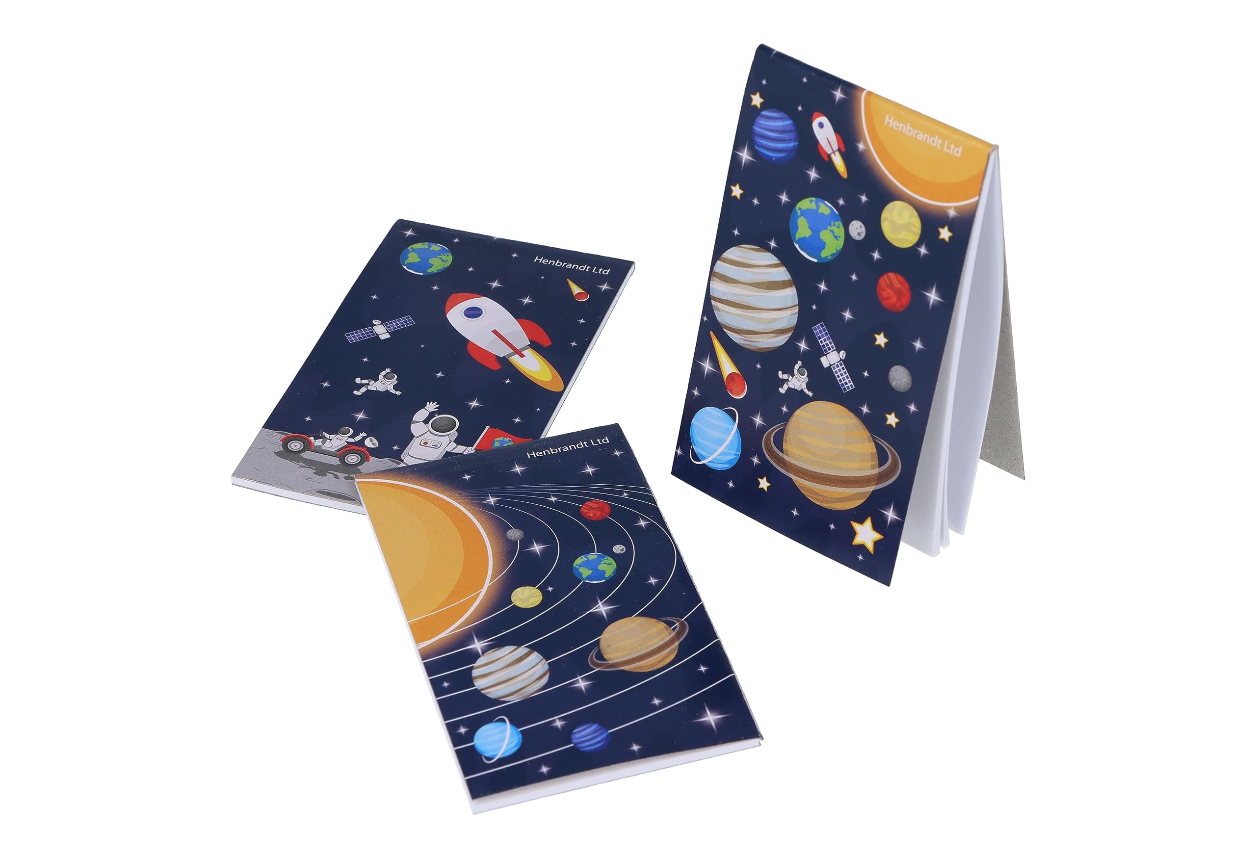 Henbrandt 20 x Mini Space Notebooks Kids Children’s Stationery for Girls and Boys Birthday Party Home School Classroom Prize Loot Bag Filler Party Favour