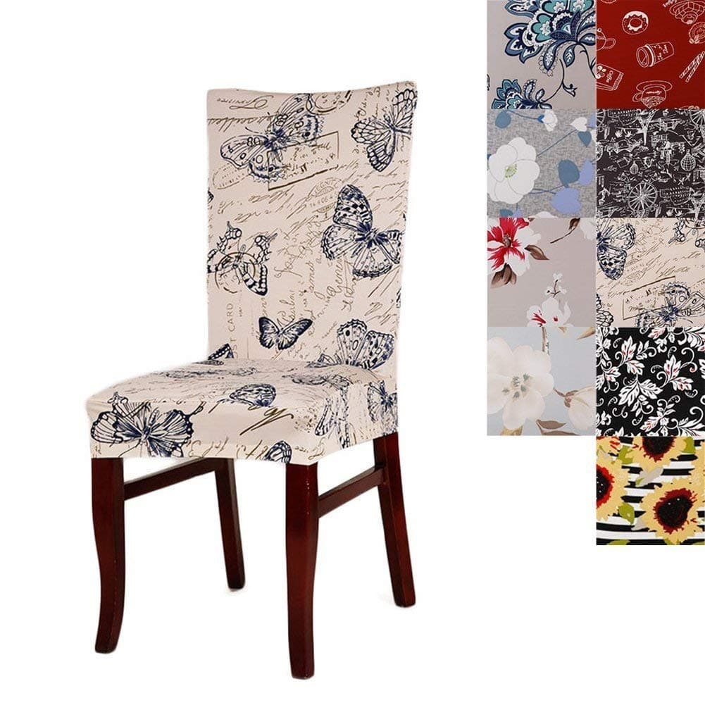 Super Fit Universal Stretch Dining Chair Covers, Removable Washable Slipcovers for Dining Room Chairs (Pack of 4, B)