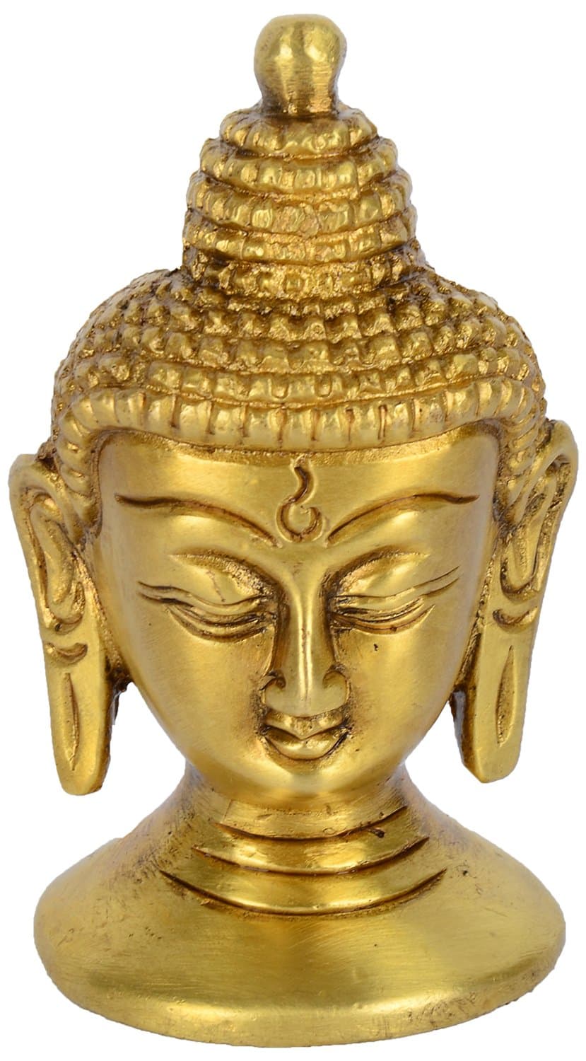 Aesthetic Decors Brass Buddha Head Idol (Gold)