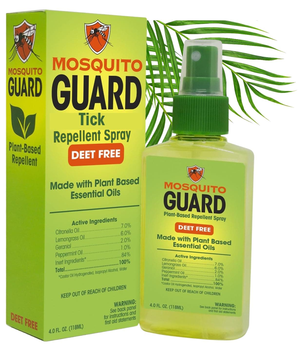 Mosquito Guard 4 oz fl Organic Mosquito Repellent Spray for Body - DEET Free Natural Bug Spray Travel Size - Mosquito Repellent Indoor - Insect Repellent Spray - Travel Bug Spray for People Outdoor