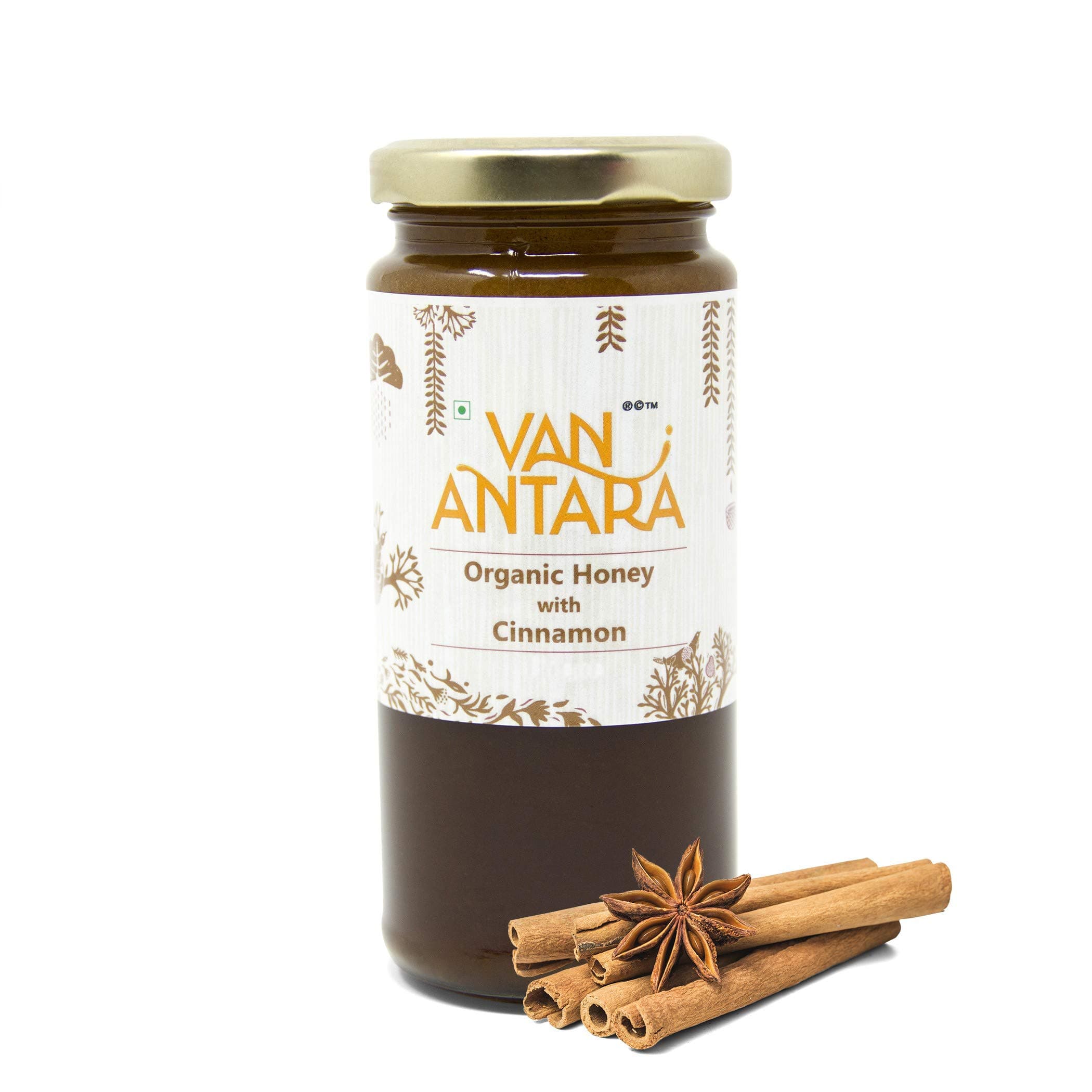 Vanantara Organic Honey with Cinnamon Bottle, 325 g