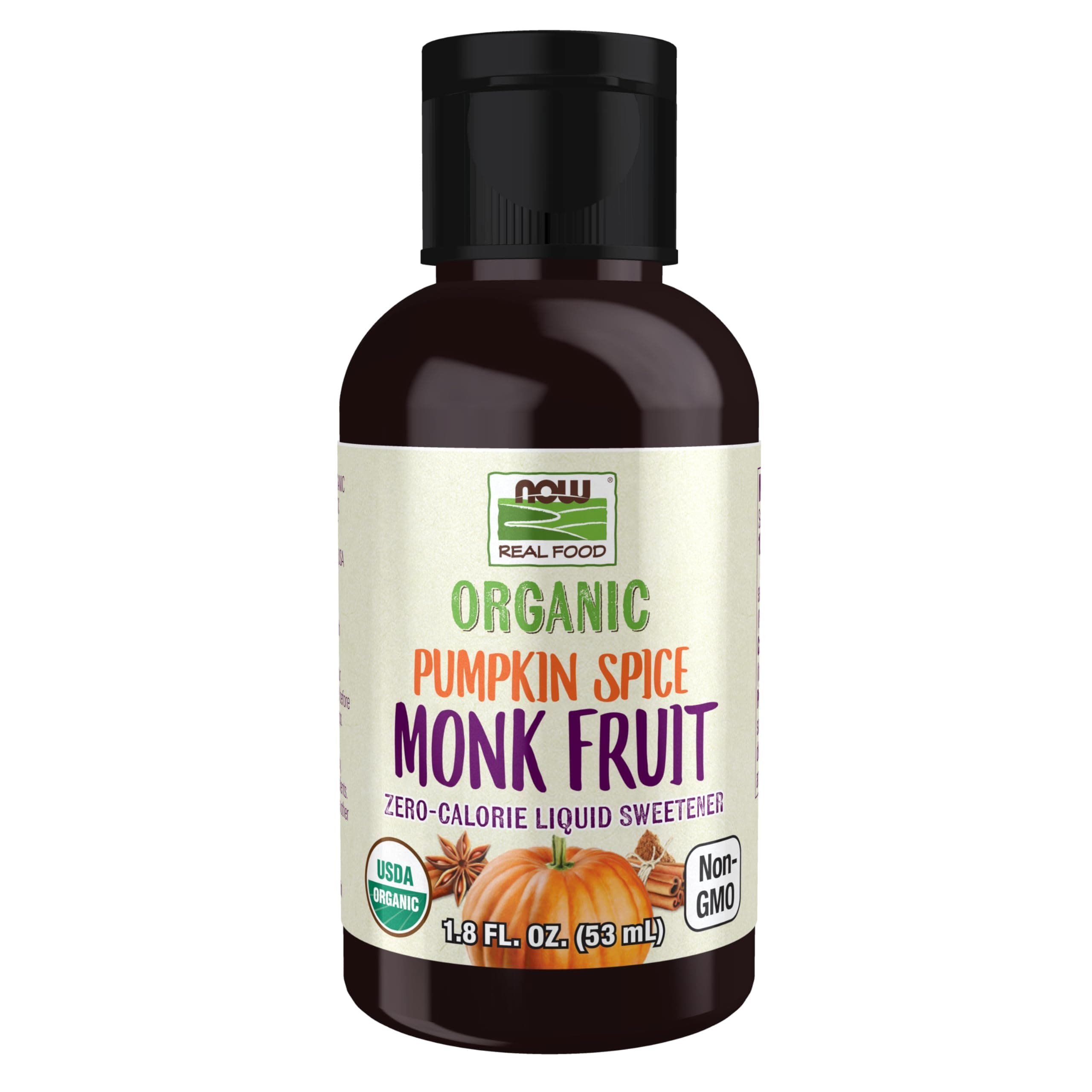 NOW Foods, Organic Liquid Monk Fruit, Pumpkin Spice, Zero-Calorie Sweetener, 1.8-Ounce