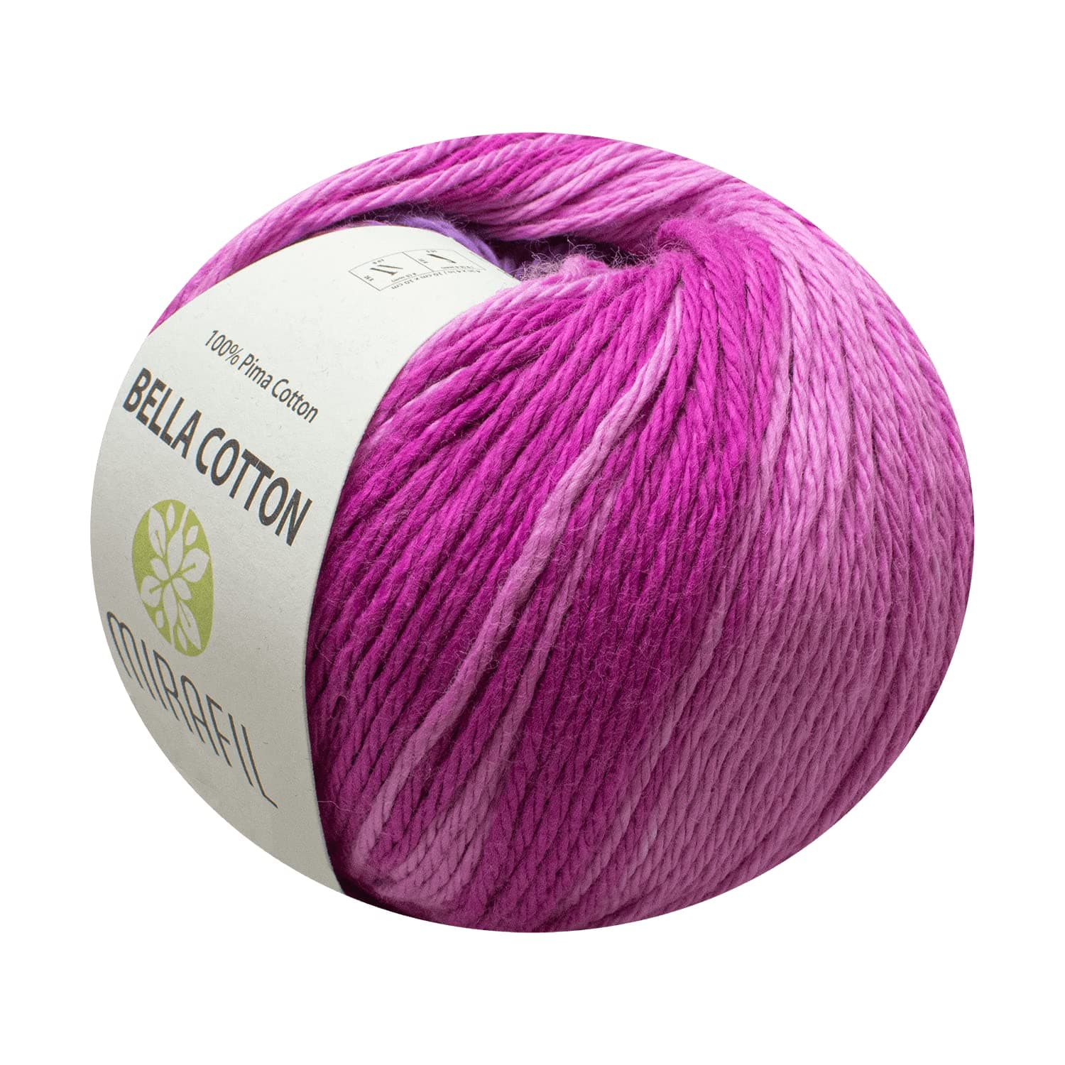 3 Pack Mirafil Bella Cotton, Variegated Colors, 100% Pima Cotton Yarn 50 g (1.76 oz) / 85 m (92 yd), Yarn Weight: 4 : Worsted-Aran (Multicolored)