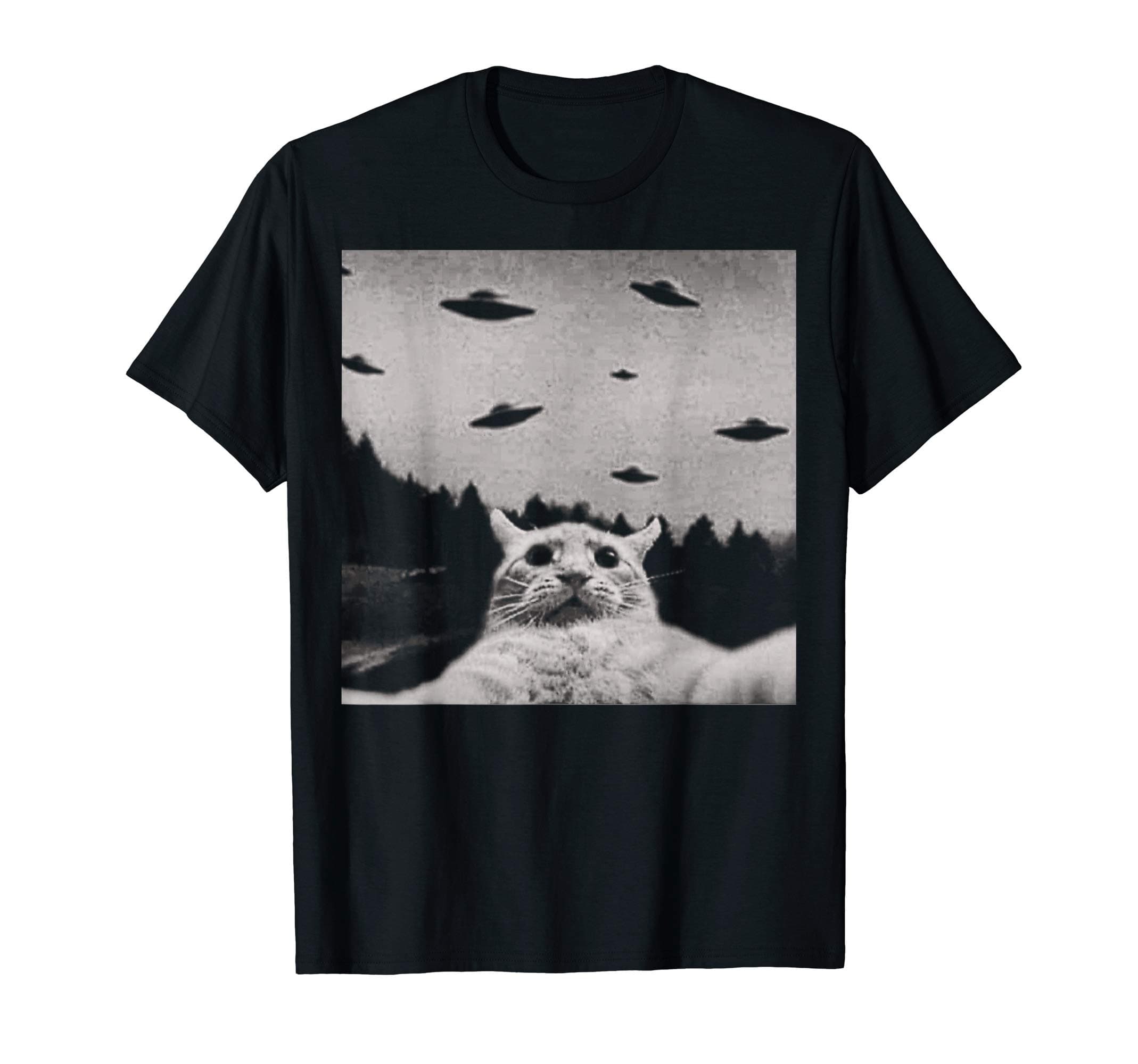 ThreadWeirdAlien UFO Funny Cat T-Shirt