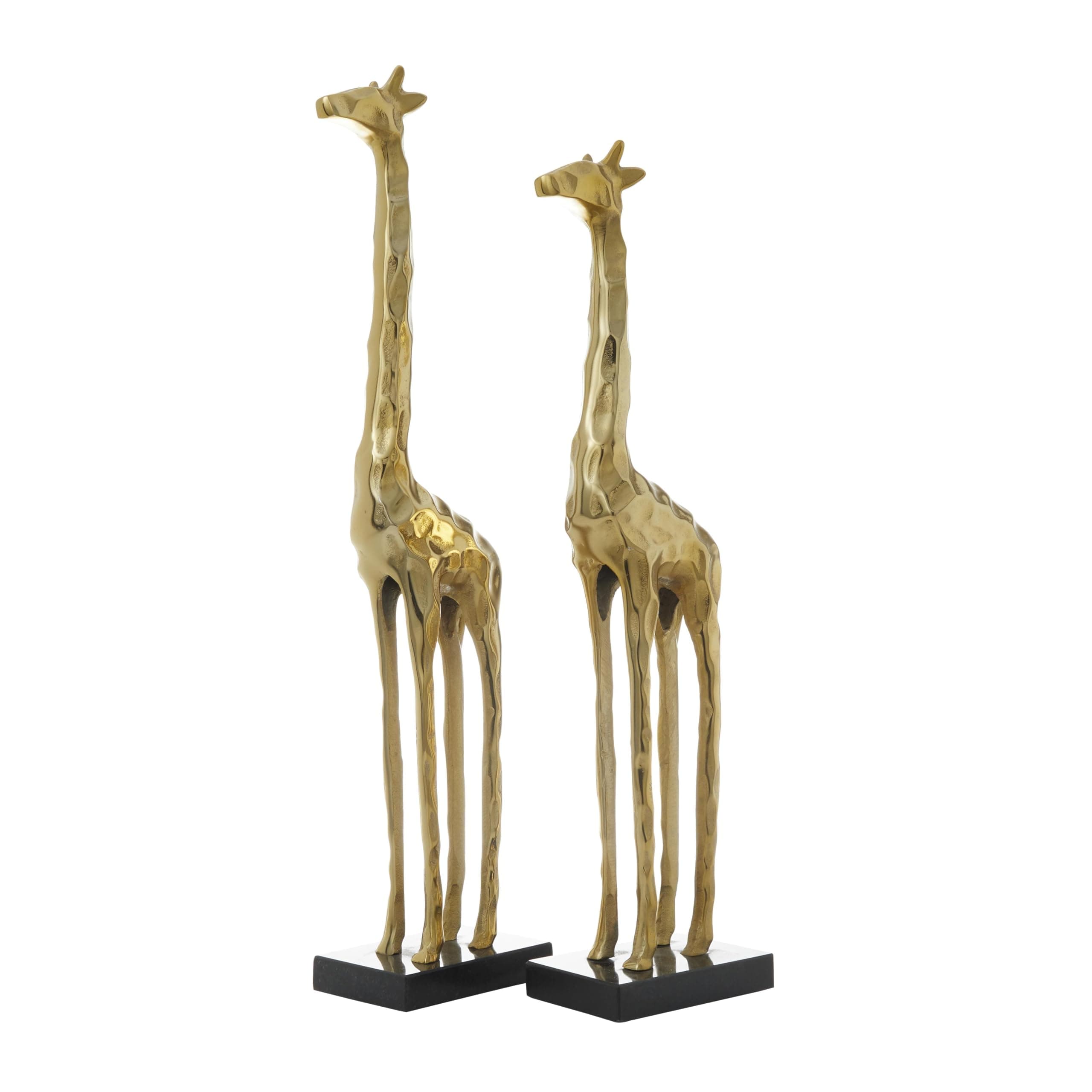 Deco 79 Aluminum Metal Giraffe Decorative Sculpture Home Decor Statues, Set of 2 Accent Figurines 27", 24"H, Gold