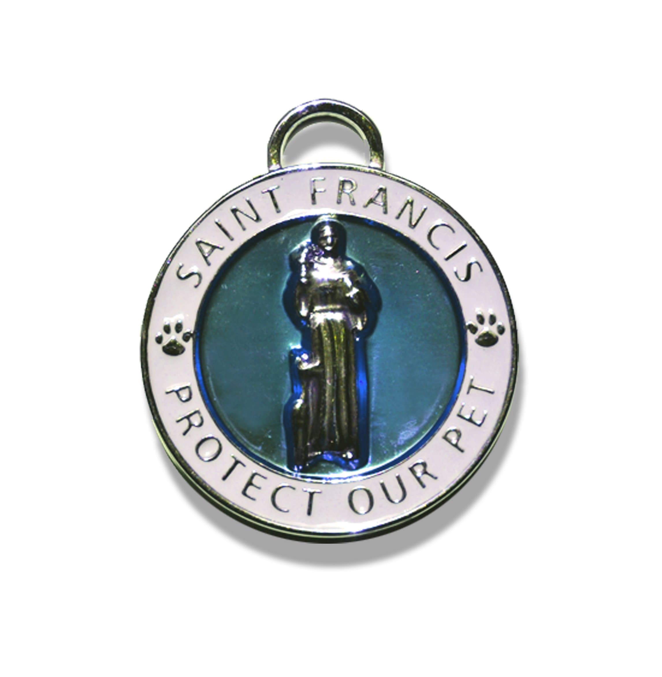 Pet Collar Charm, Saint Francis of Assisi, Small, Blue