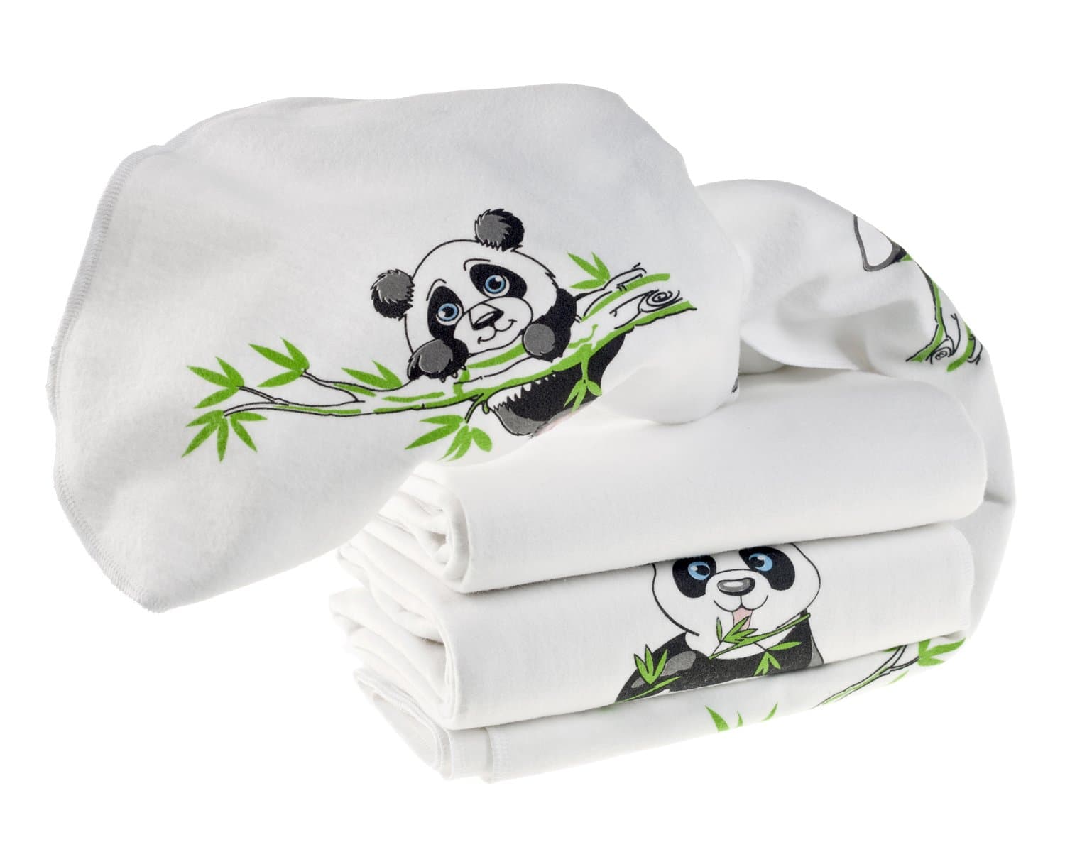 Pack of 3 Molton Cloths Absorbent Underlay, Baby Burp Cloths 80 x 80 cm Panda White, Machine Washable and Tested For Harmful Substances