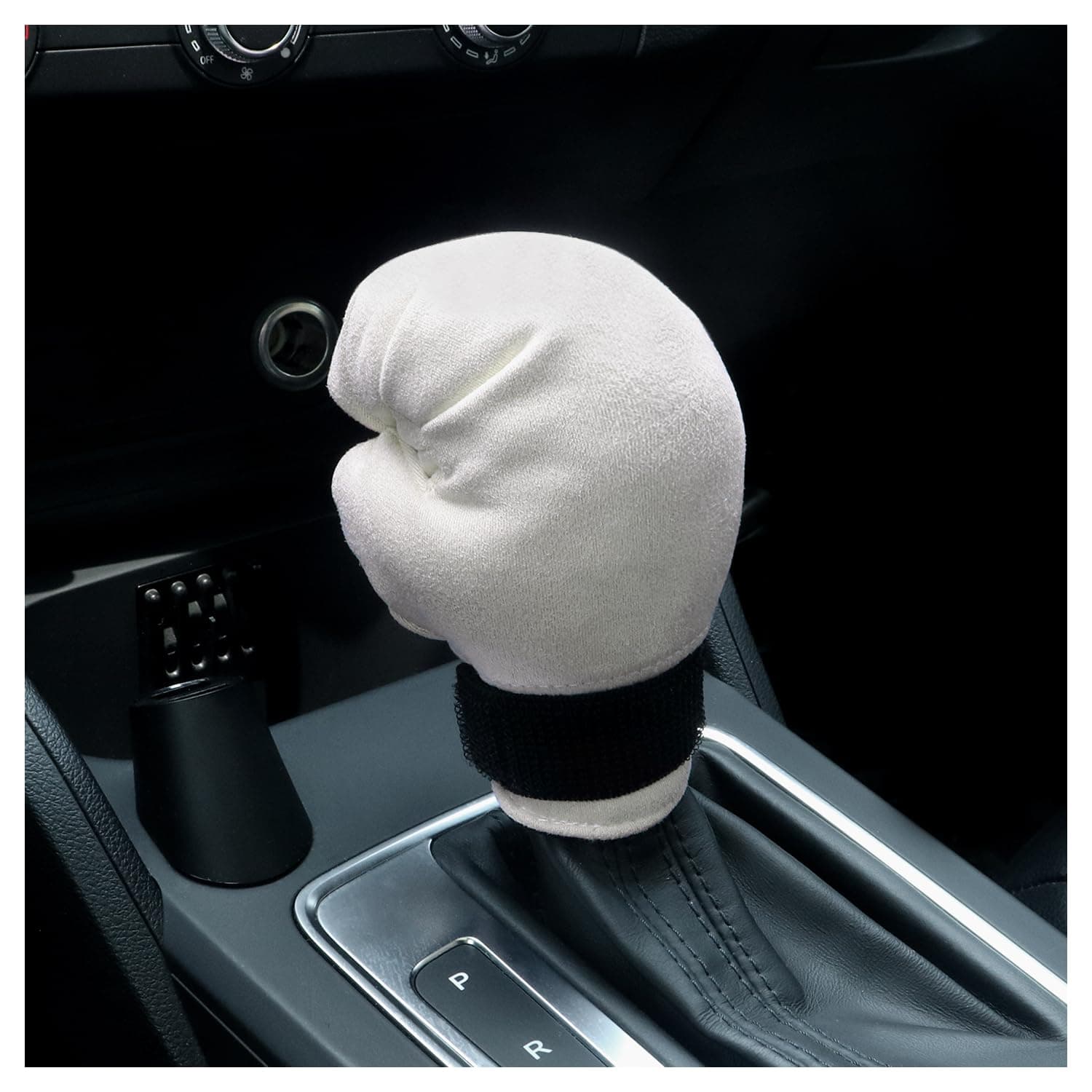 Aokdom Car Gear Shift Cover,Unique Boxing Shift Knob Cover for Decorate & Protect Car Interior Accessories,Soft Plush Stick Shift Cover Fits Car Truck SUV with Manual/Automatic Shift Knob (Beige)