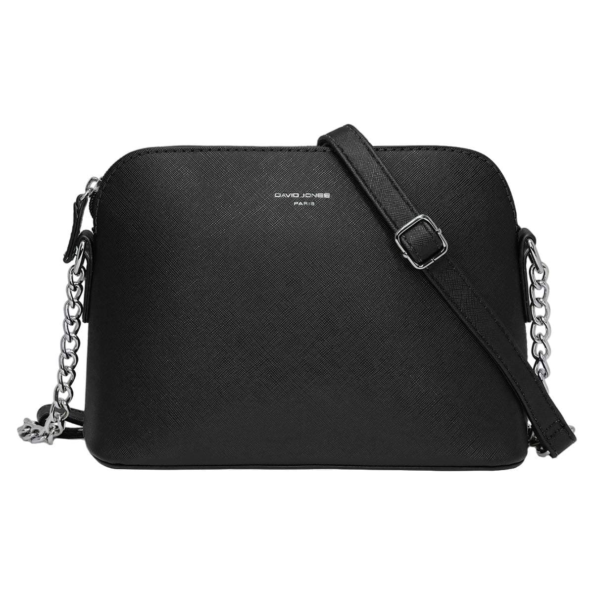 Women's Small Crossbody Bag - Chain Shoulder Bag - Saffiano PU Faux Leather Rigid Messenger Bag - Evening Party City Clutch - Ladies Zip Handbag - Fashion Elegant Simple