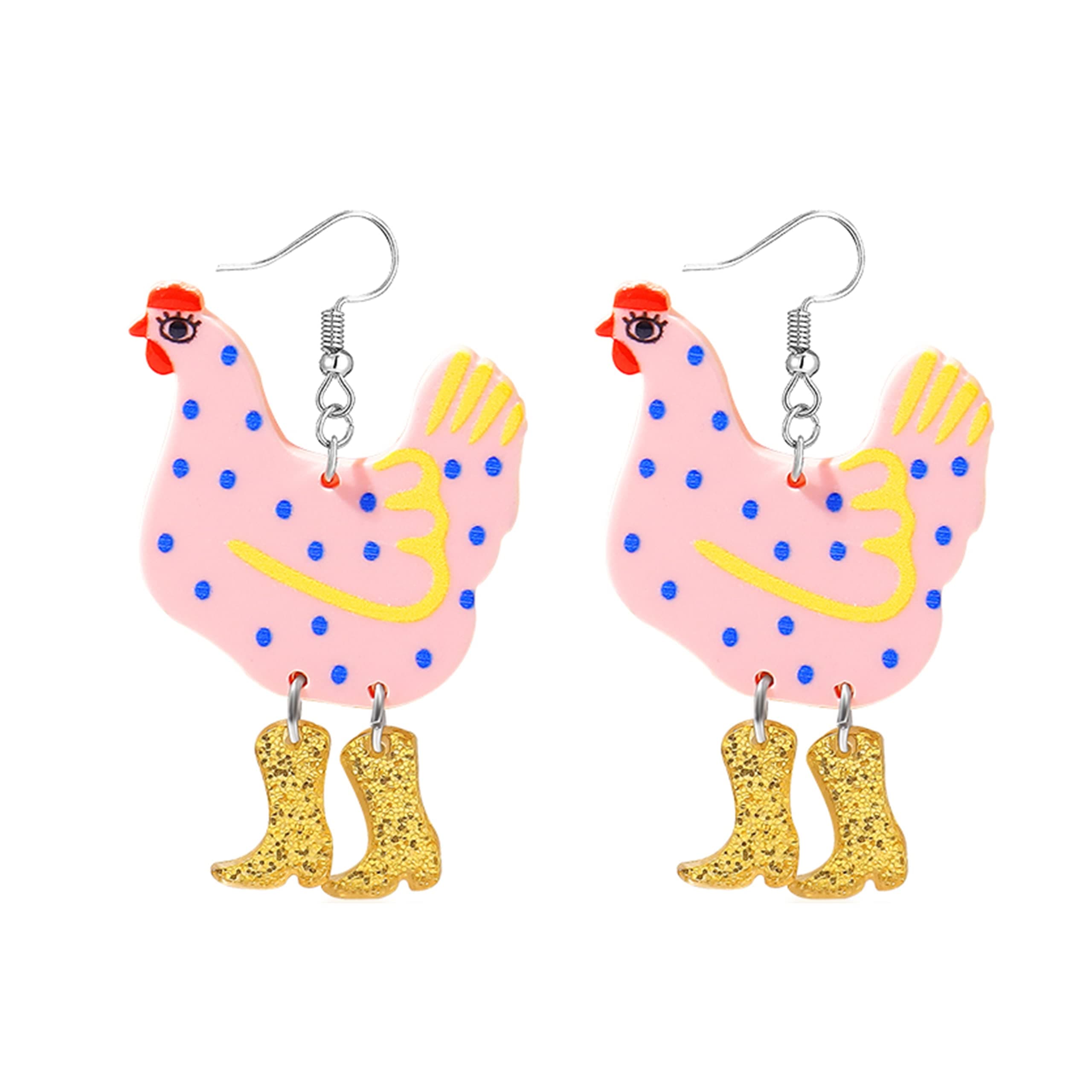 Chicken Earrings for Women Acrylic Boot Big Chicken Earrings Funky Earrings for Women Chicken Earrings for women Chick Earrings Friend Gifts for Women Funny