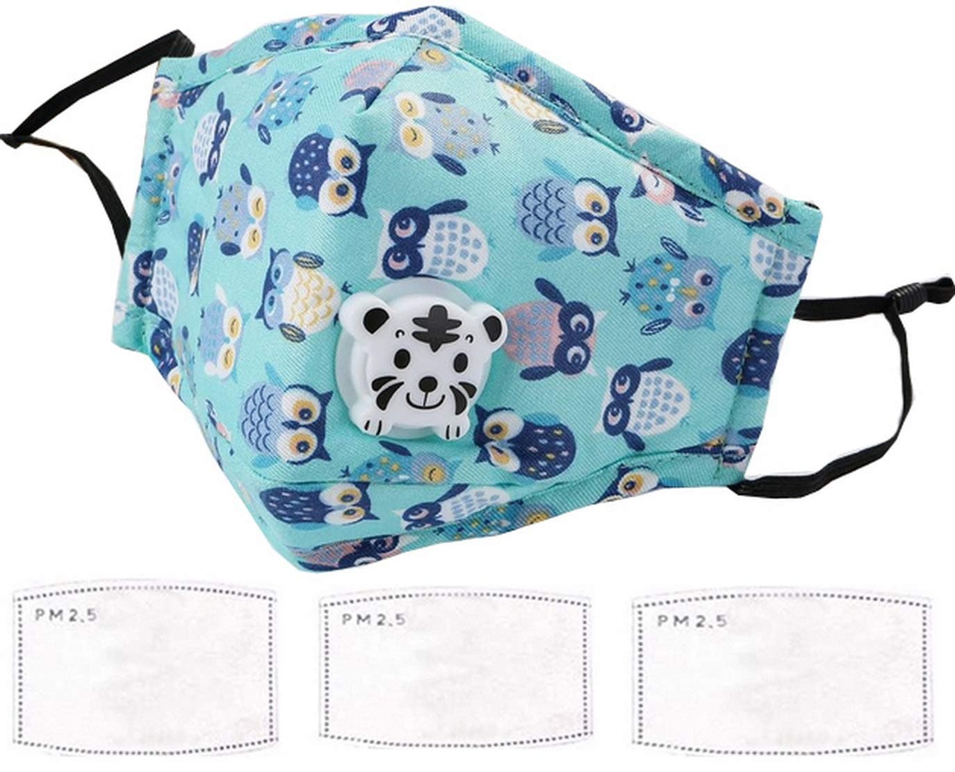 Washable Cotton Kids Anti-Dust Half Face Mouth Protection Cover + 3pcs Filters (Blue#2)