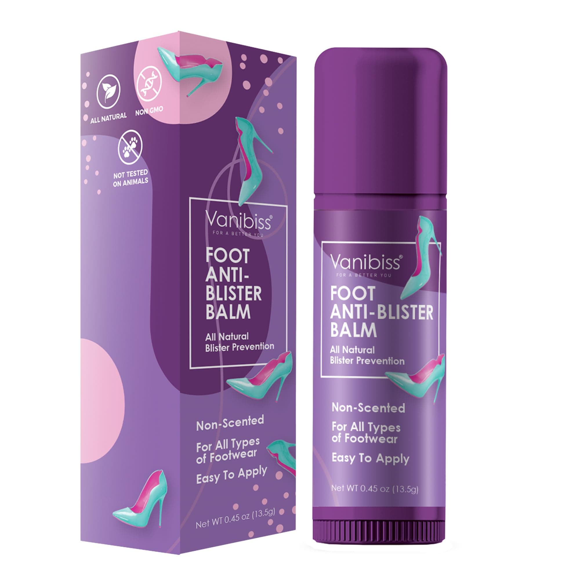 Foot Anti-Blister Balm - Foot Blister Prevention - Anti-Friction Balm Stick & Chafing Relief for Feet - Heel Blister Blocker - Prevent Shoe Strap Friction - Natural Care for Feet (0.45oz)