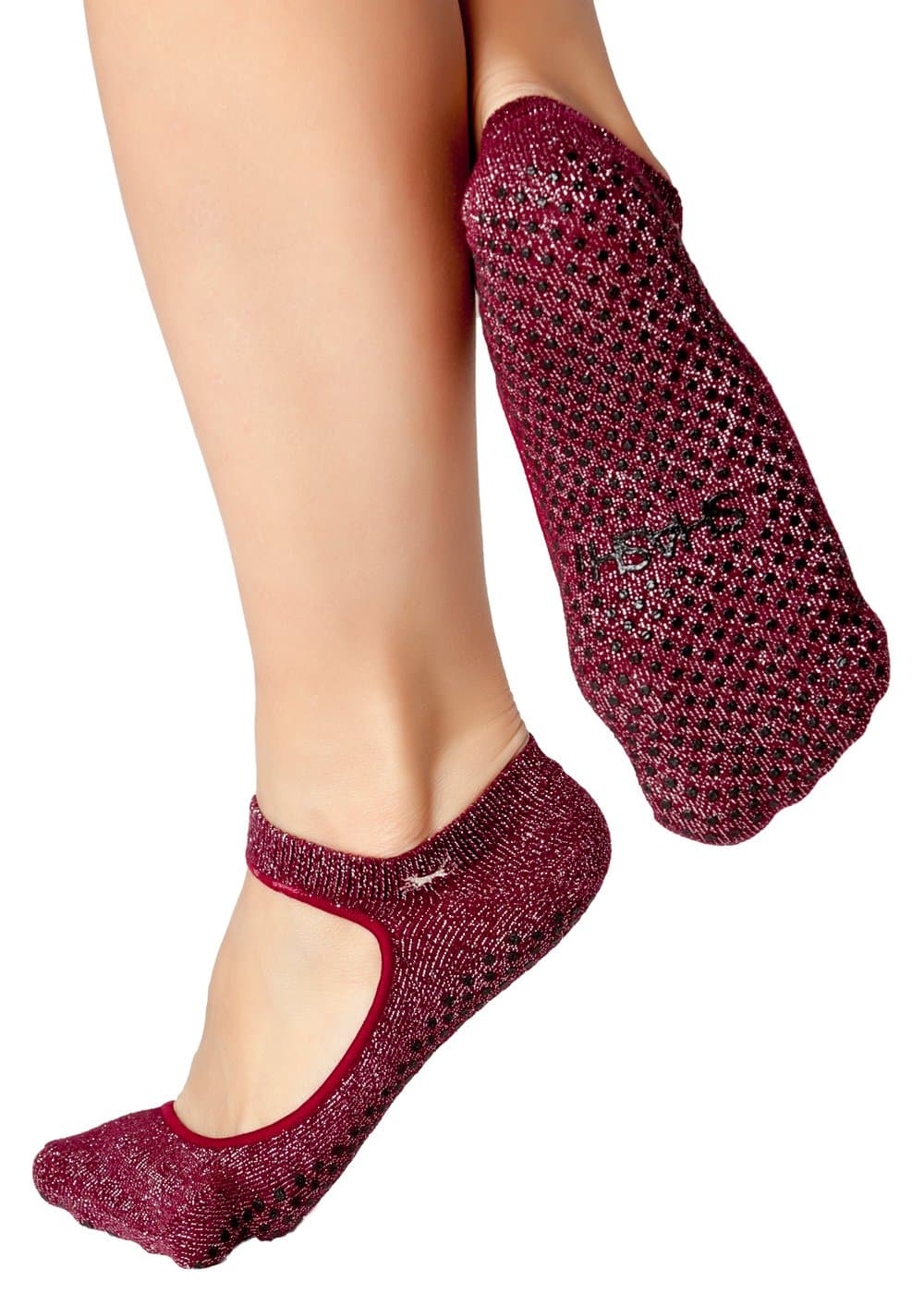 SHASHI Sweet Mary Jane Grip Socks for Women — Non Slip Socks w/Cut Out-Top — Pilates Socks with Grips for Barre, Yoga & More