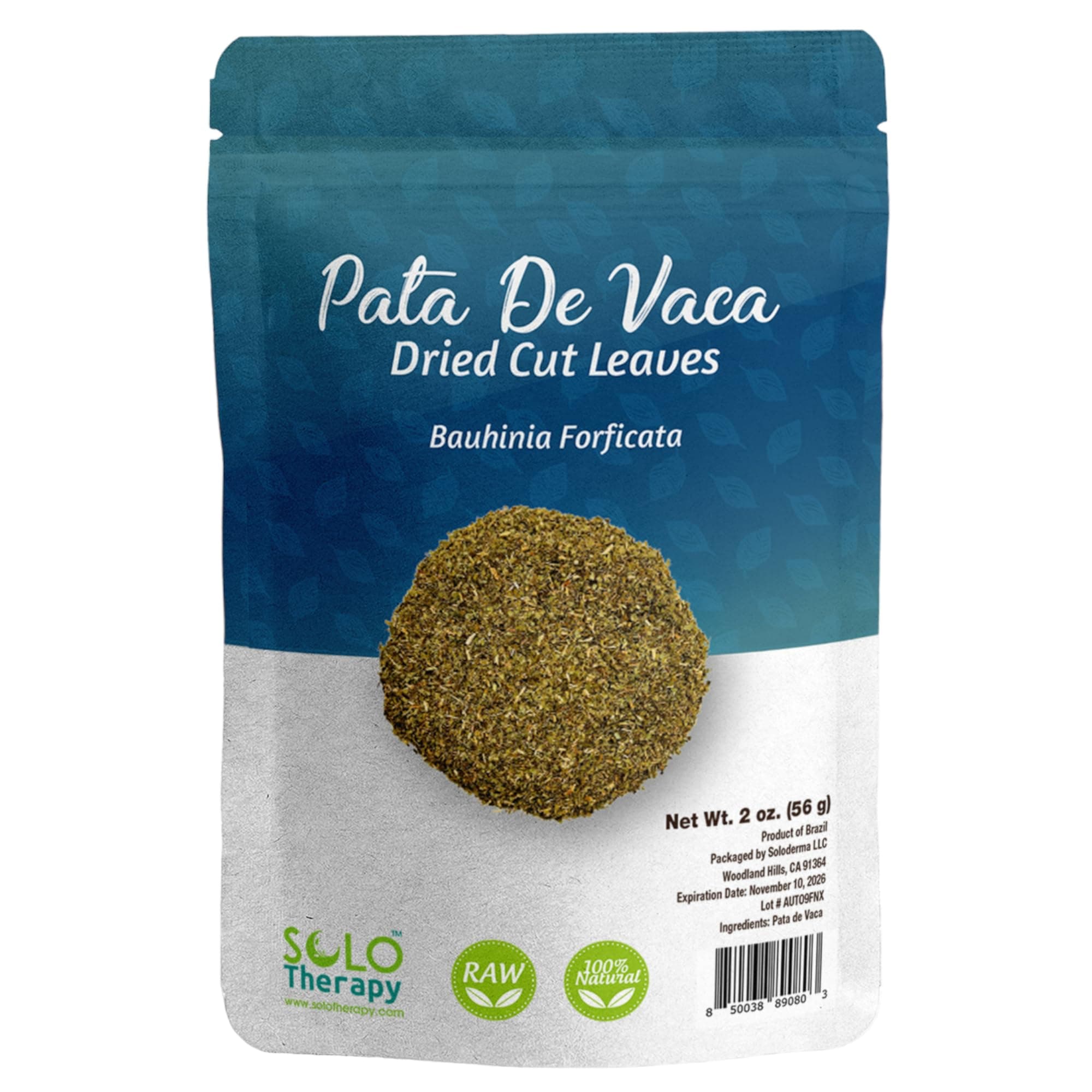 Pata de Vaca Leaves cut and Sifted - Cow's Foot Leaves 56 grams - Pata de Vaca Tea - Bauhinia Forficata Resealable Bag - 56 grams - Premium Quality (Pata De Vaca)
