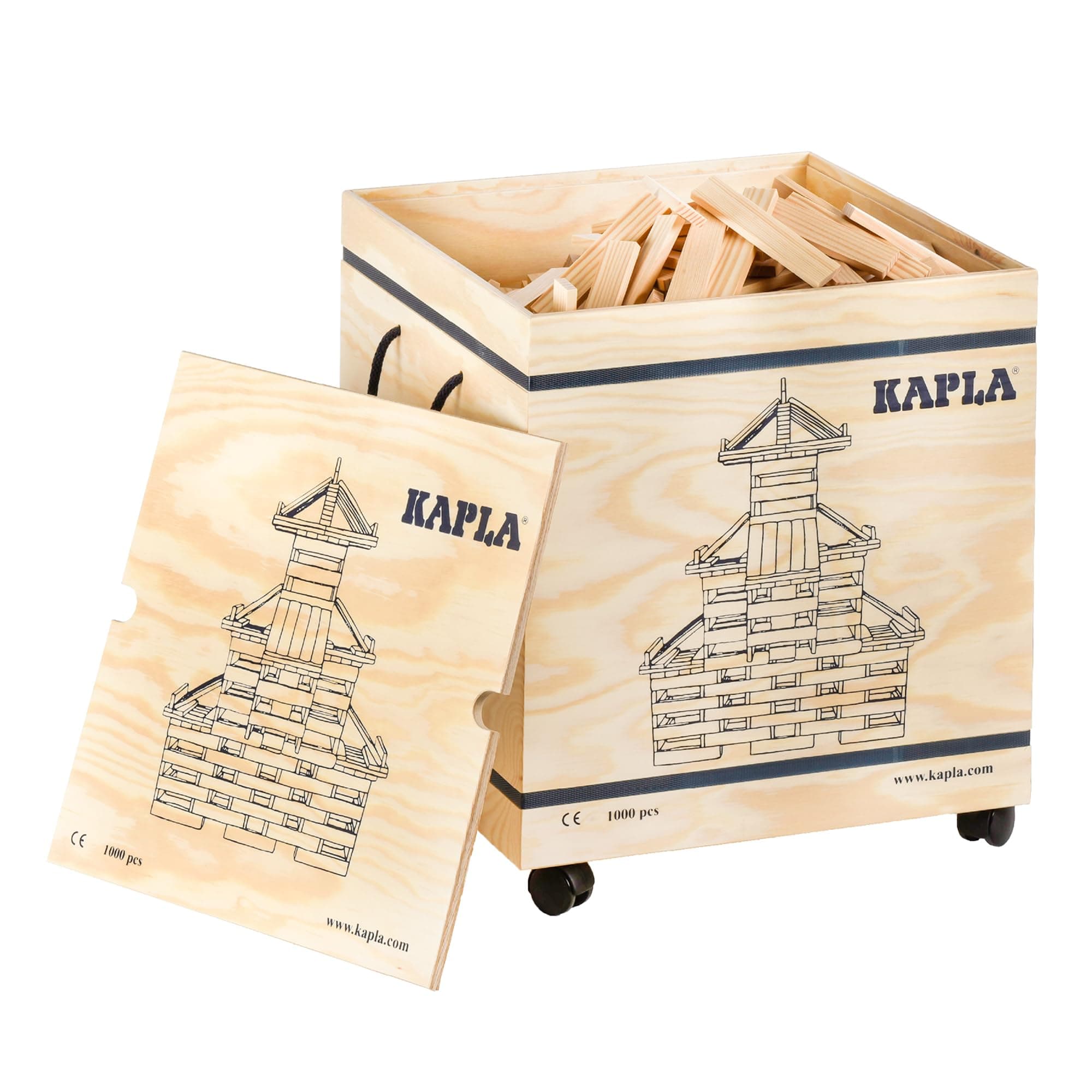 KAPLA - Box of 1000 Wooden Plates, Wooden Toy, Construction Toy, from 2 Years
