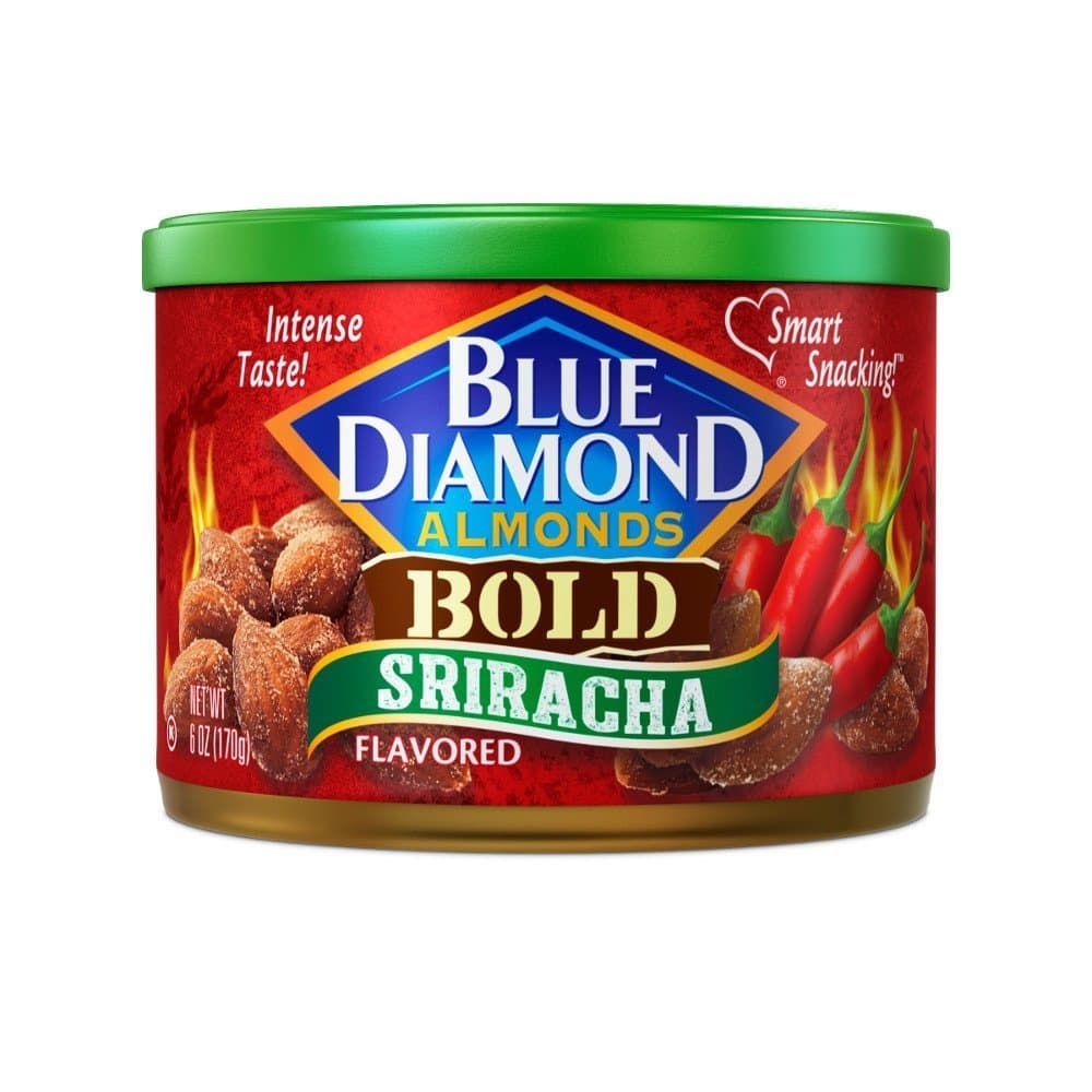 Blue Diamond Almonds Sriracha Flavored Snack Nuts, 6 Oz Resealable Can (Pack of 1)