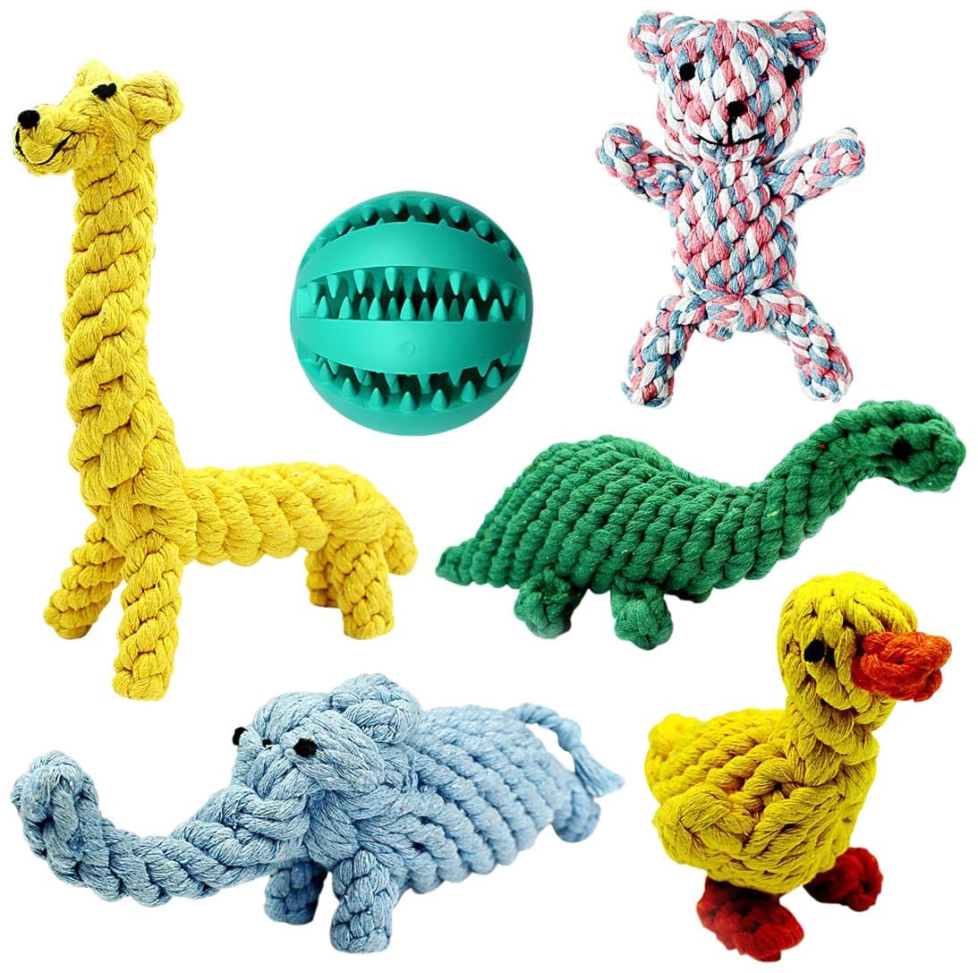 Achivy Dog Rope Toy for Aggressive Chewers - 3 Feet 5 Knots Super Large Durable Nearly Indestructible Cotton Rope Dog Toys for Medium Large Dogs Chewing, Tug of War, Teething (6 Pack)