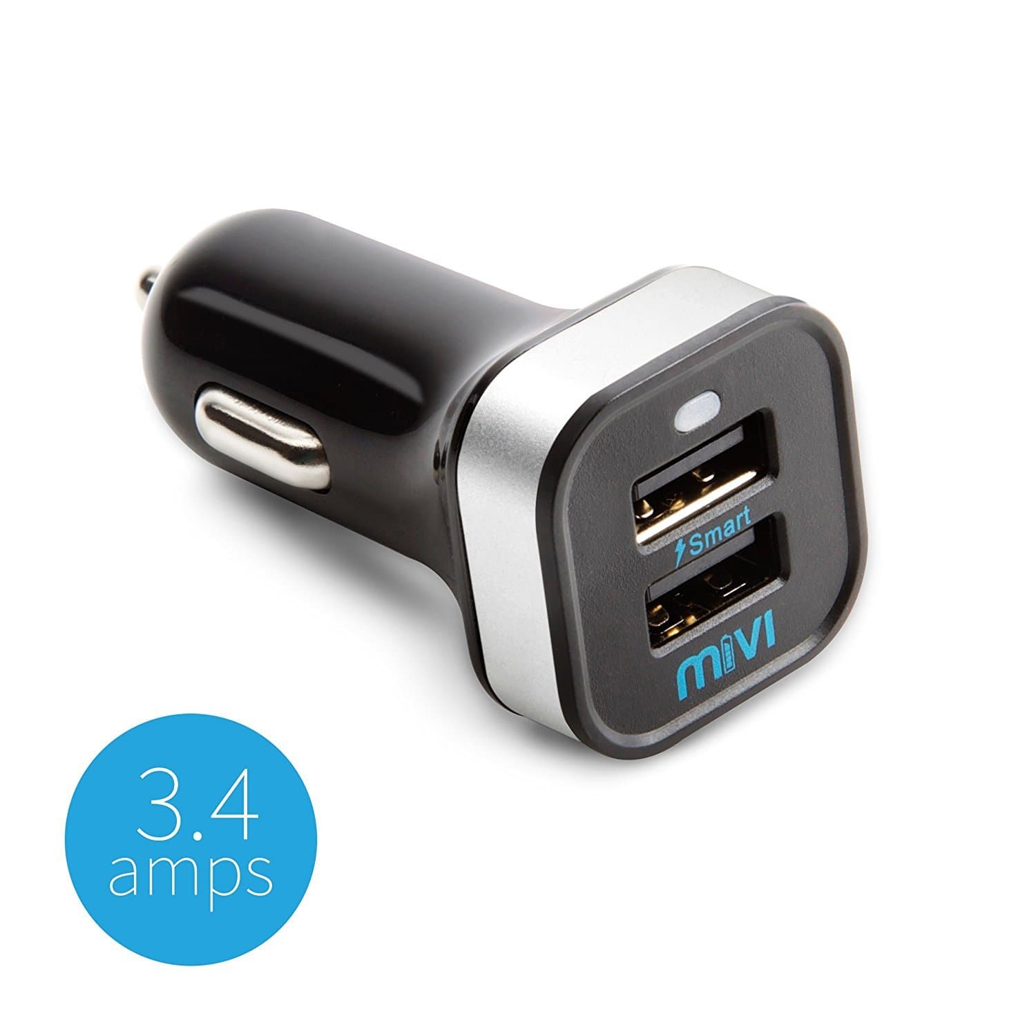 Mivi 3.4A Dual Port Smart Car Charger for all Smartphones