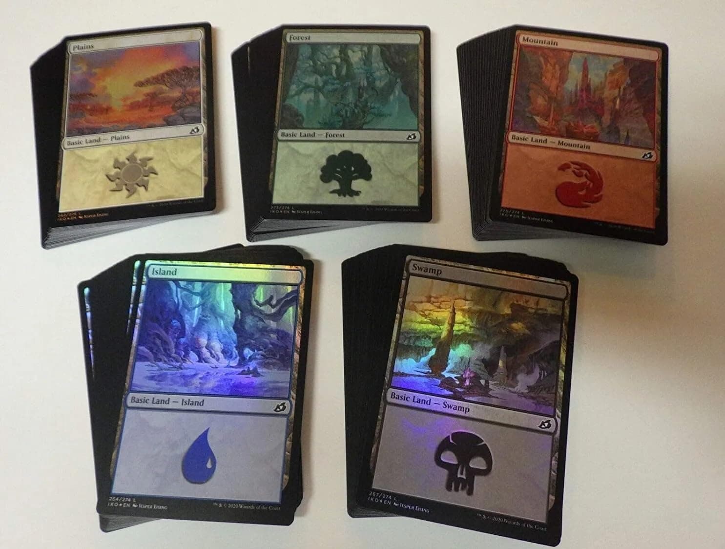 Compatible with Magic The Gathering: 100 FOIL Basic Lands - 20 Swamp, Mountain, Forest, Plains, Island - MTG!