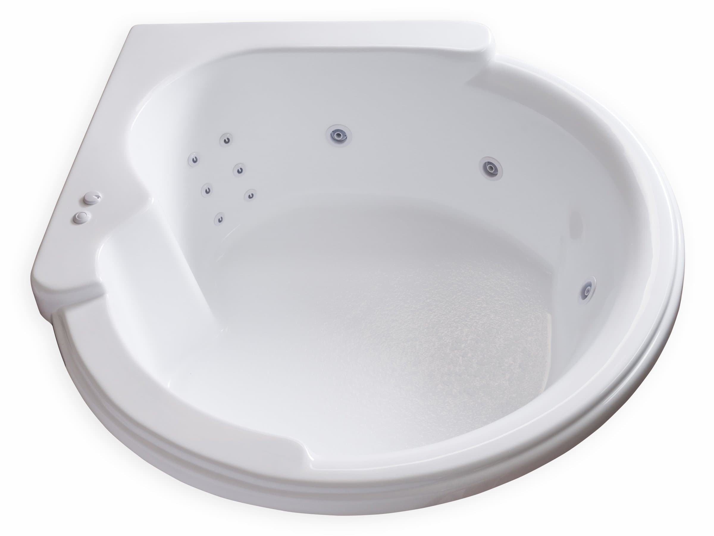 Carver Tubs - CW6464 - Whirlpool Bathtub w/Heated 12 Jet - 64"L x 64"W x 21"H - White Modern Acrylic Round Corner Tub