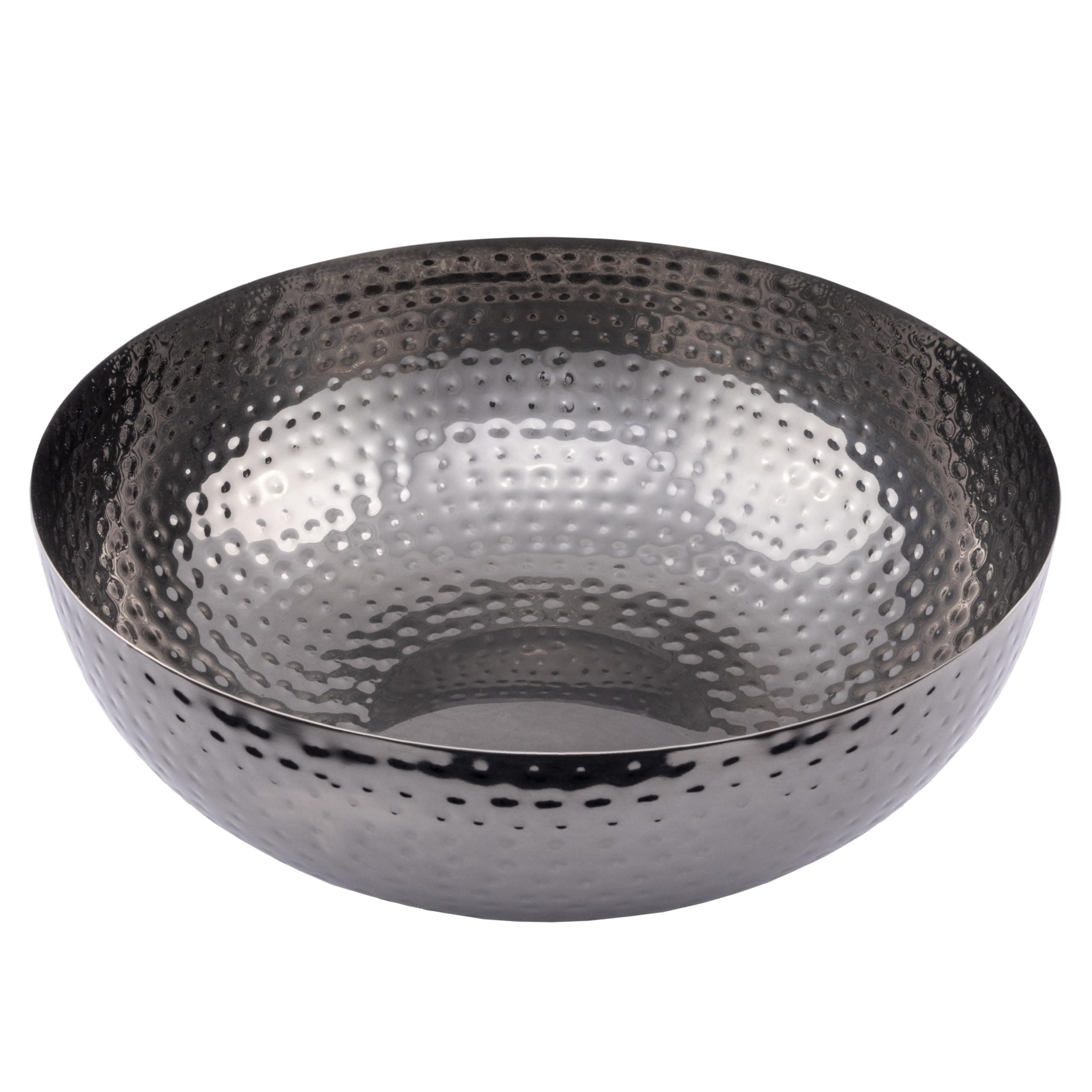Round Hammered Metal, Oxidized Silver Bowl
