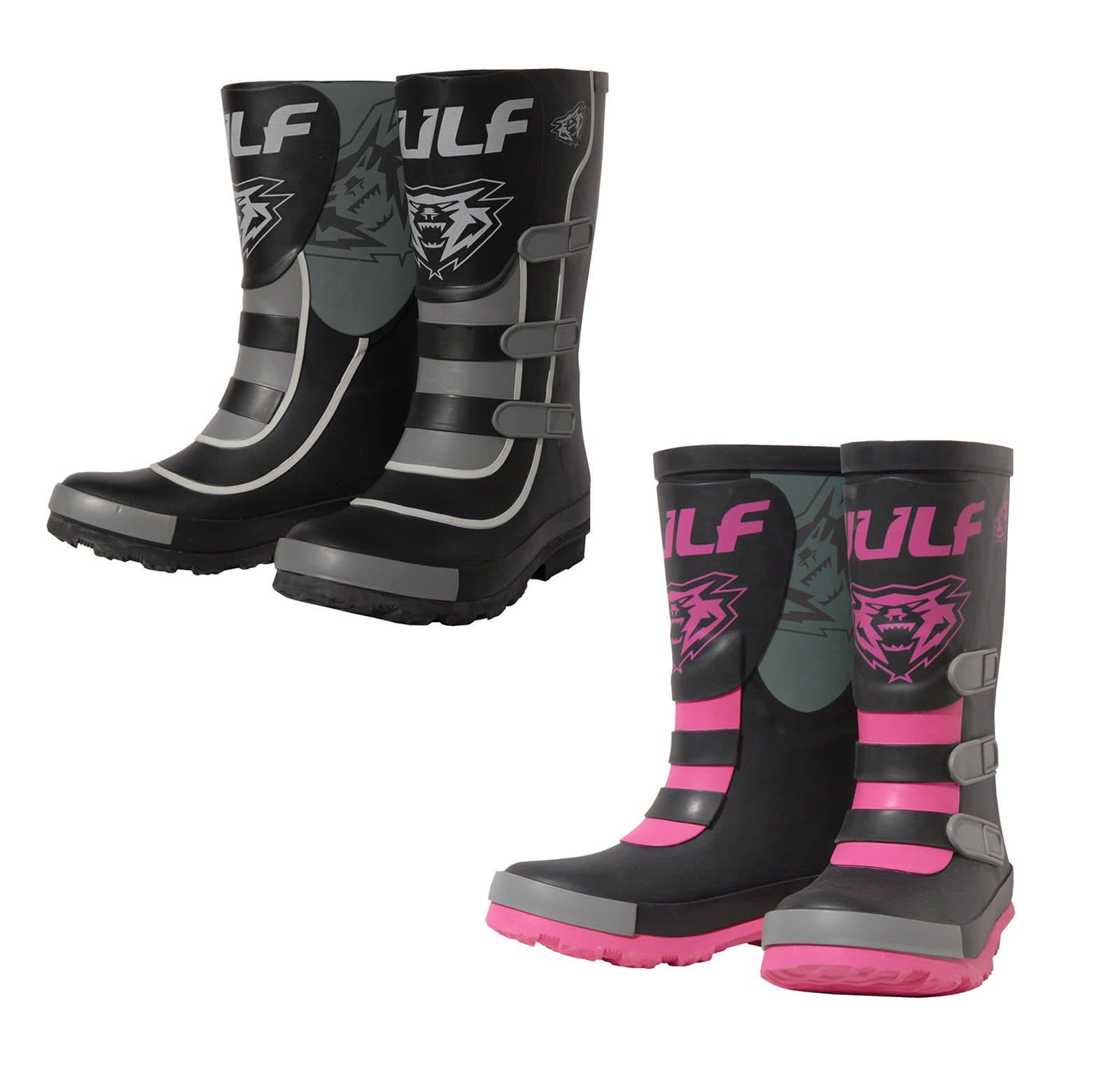 Wulfsport Kids Mud Stomper Junior Motocross Wellington Boots Rain Shoes - Black EU36