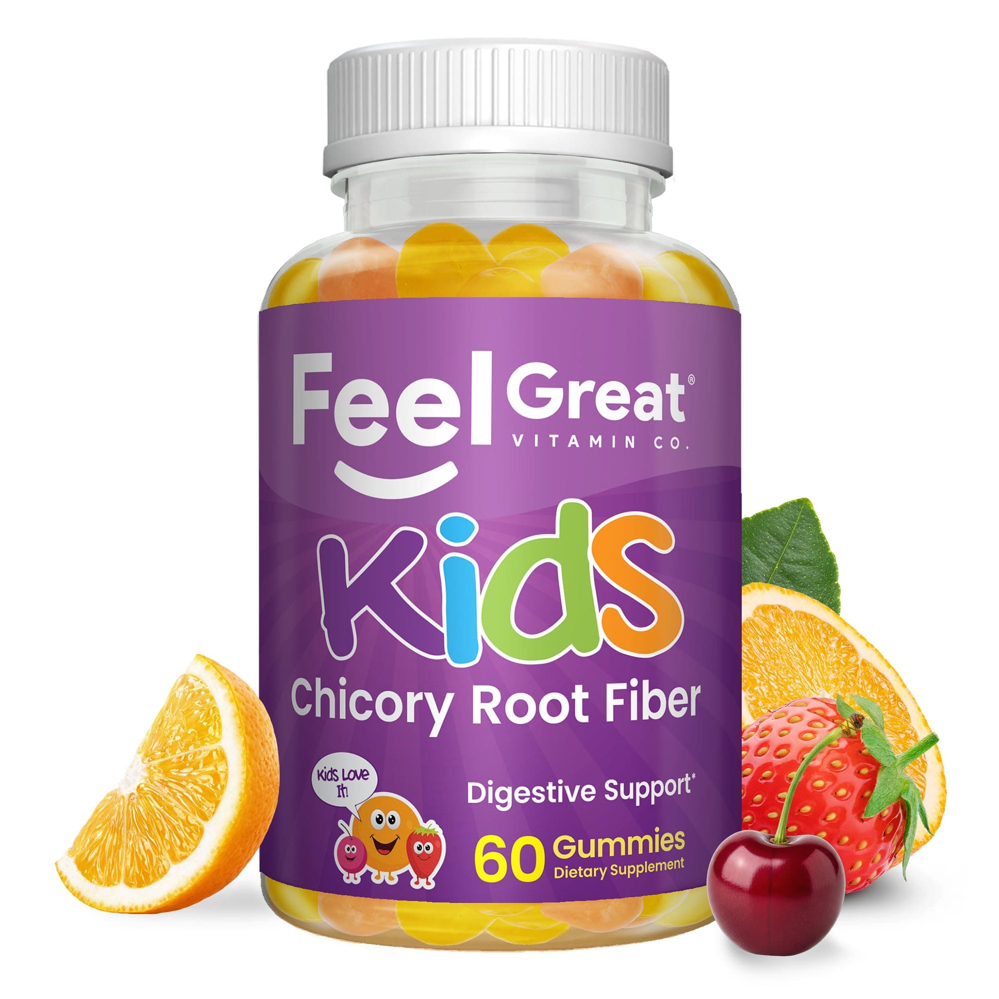 Feel Great 365 Prebiotic Fiber Gummies for Kids by Vitamin Co. | Improves Digestive Health, Gut Flora, Health & Immunity* | Vegetarian & Vegan Friendly Supplement | Non-GMO, Made with Fruit Pectin