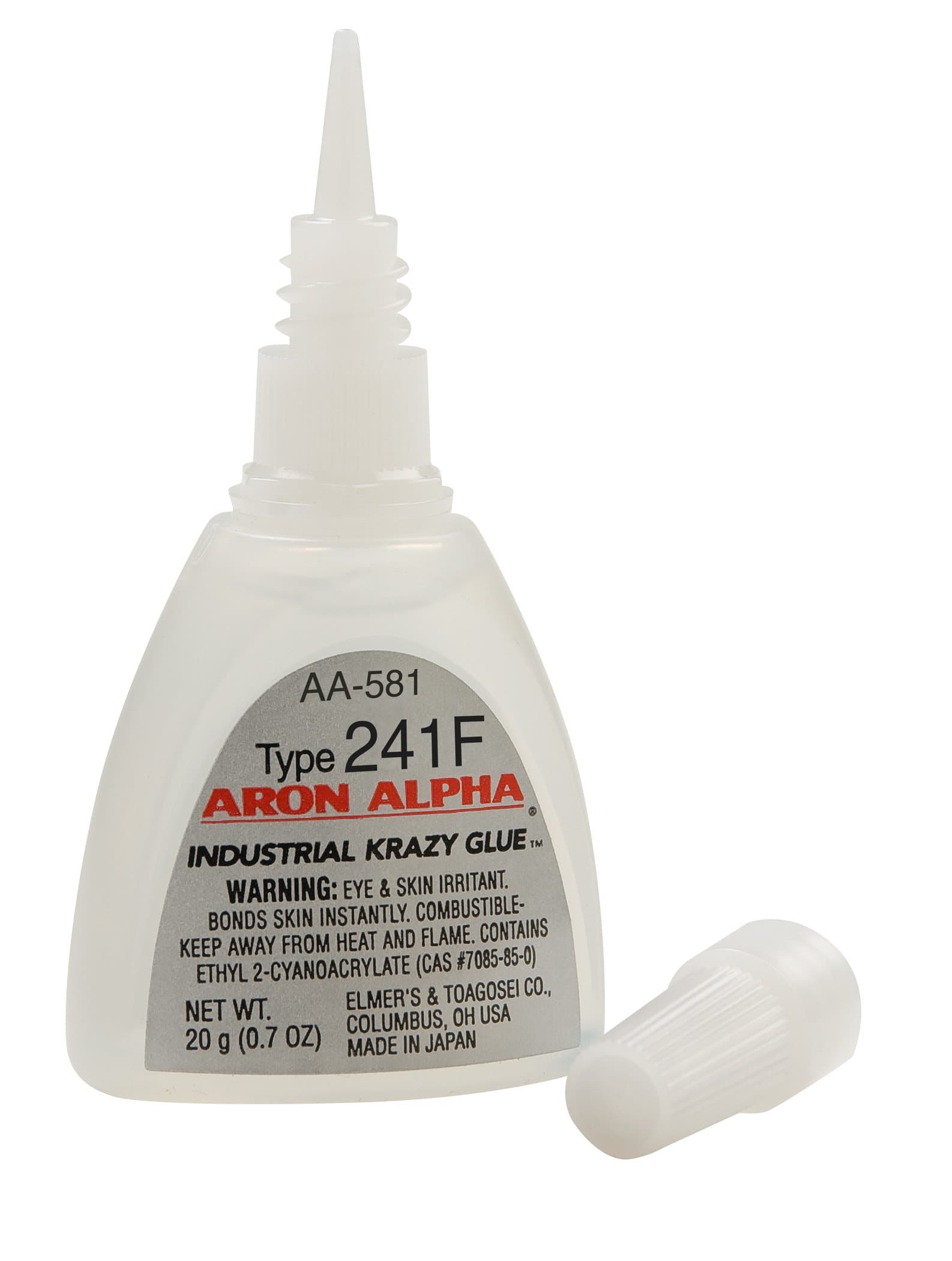 Aron Alpha Type 241F (40 CPS Viscosity) Fast Set, Strong Bond, Low to Medium viscoisty Instant Adhesive, 20 gm (0.7 oz) Bottle
