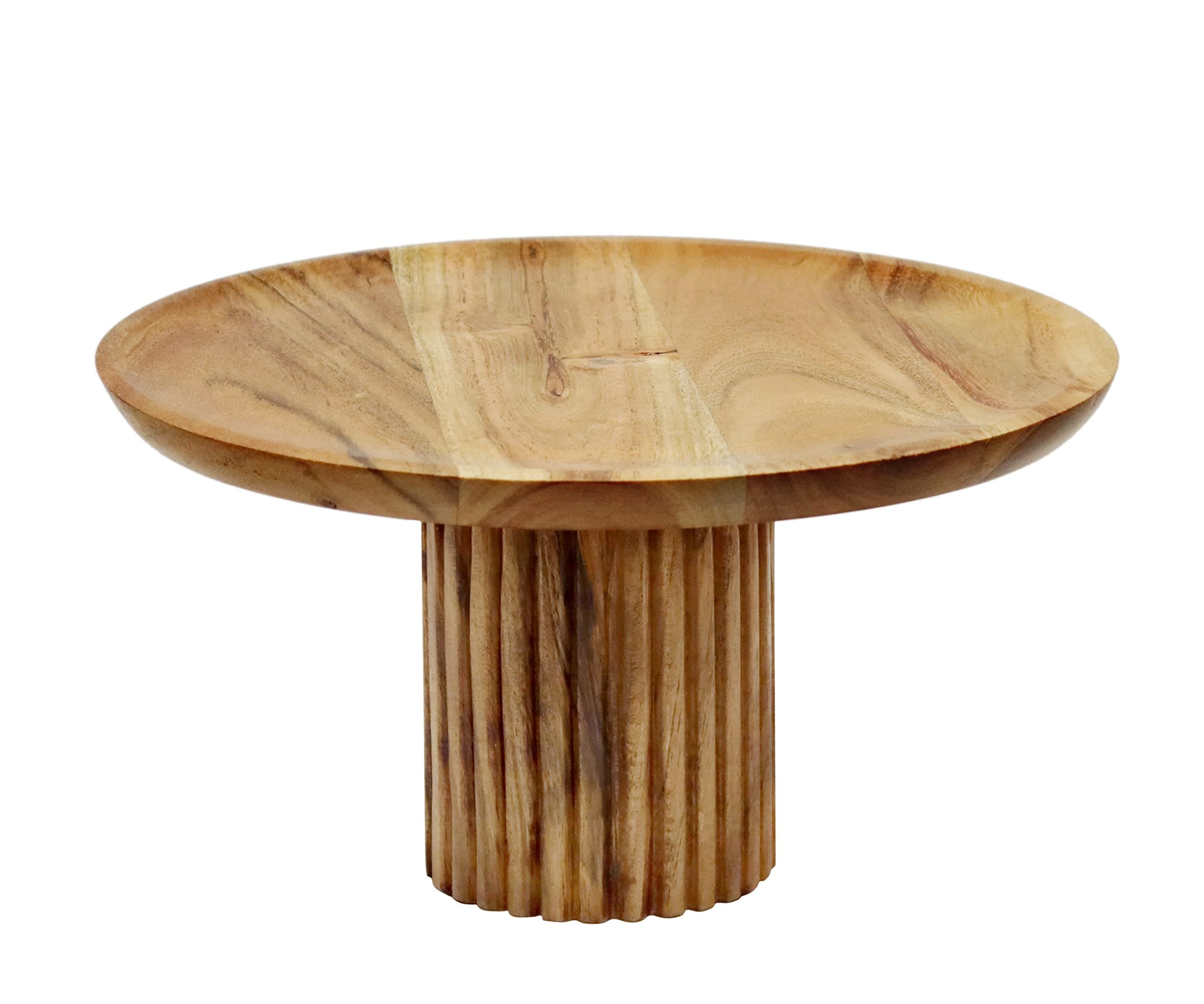 KRAFTYHOME Natural Wooden Cake Stand | Dessert Stand | Pedestal for Dining Table | Wooden Stand for Serving Cake, Dessert, Pizza, Cup Cakes, Muffins - 9.75 inch