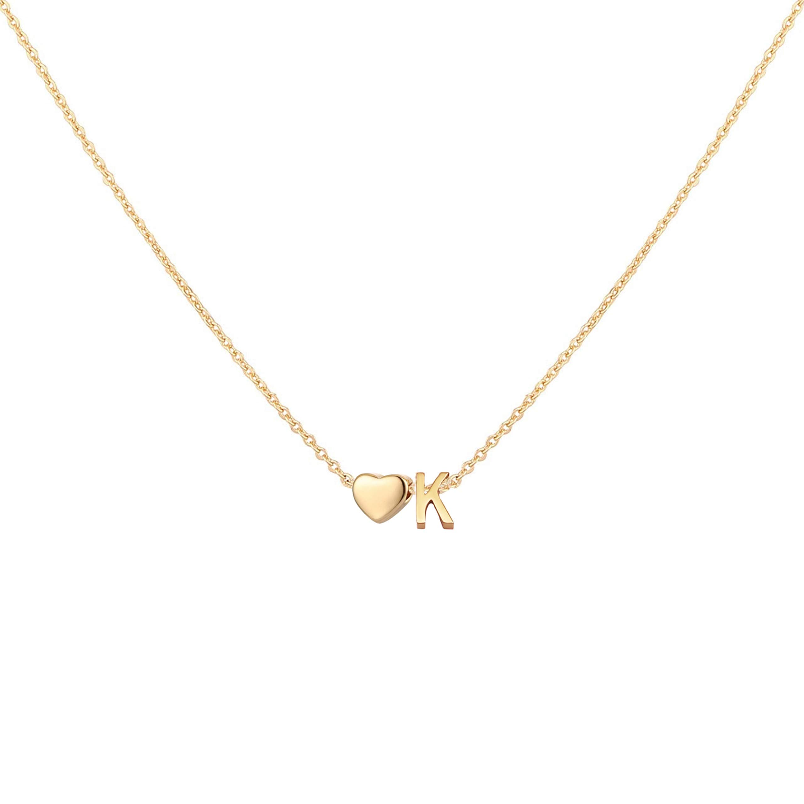 Initial Heart Necklace 18K Gold Plated Stainless Steel Tiny Heart Letter Necklace Personalized Monogram Name Necklace for Women