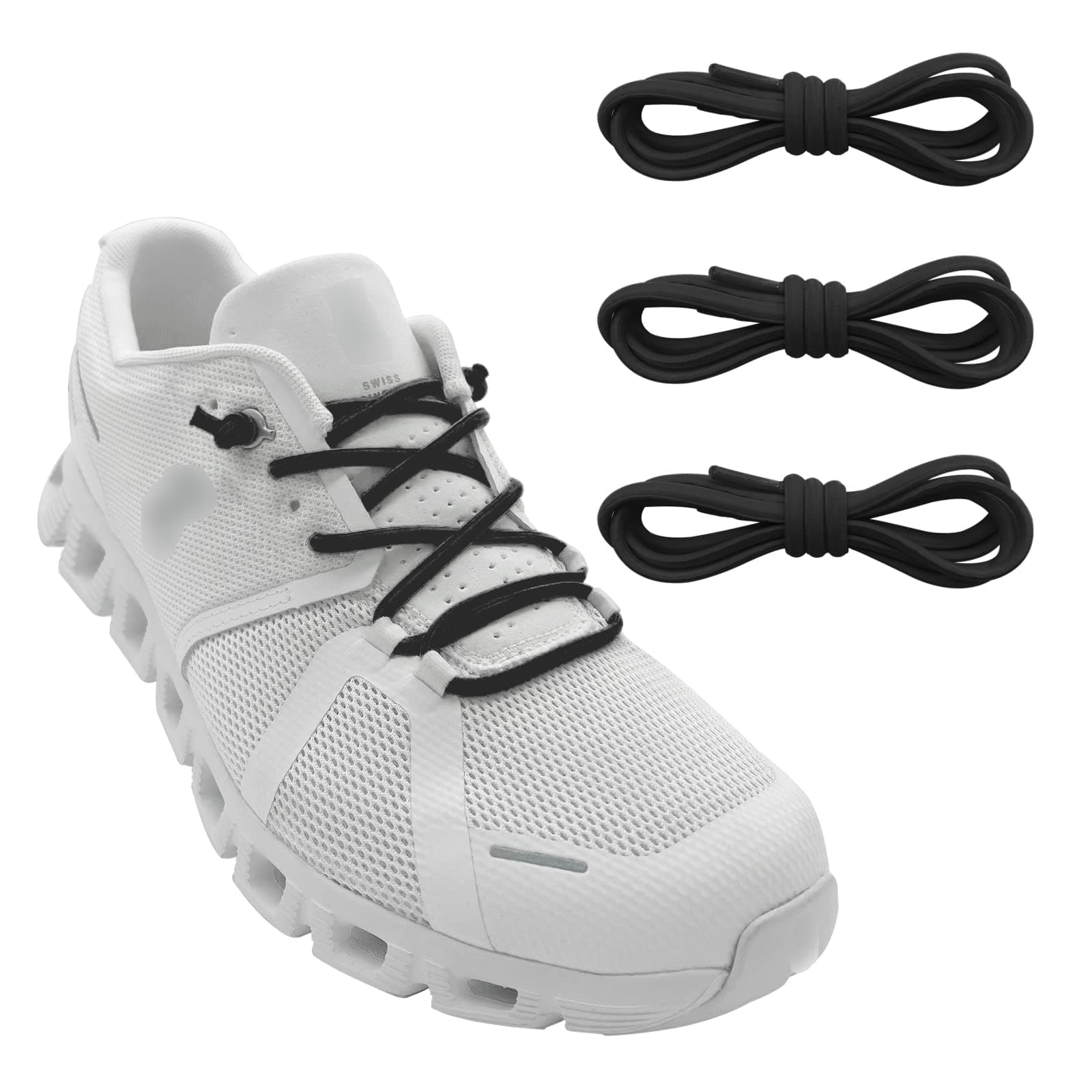 3 Pairs Elastic Shoe Laces Replacement Laces for Running Shoes,Stretch Oval Strings Replacement Shoestrings