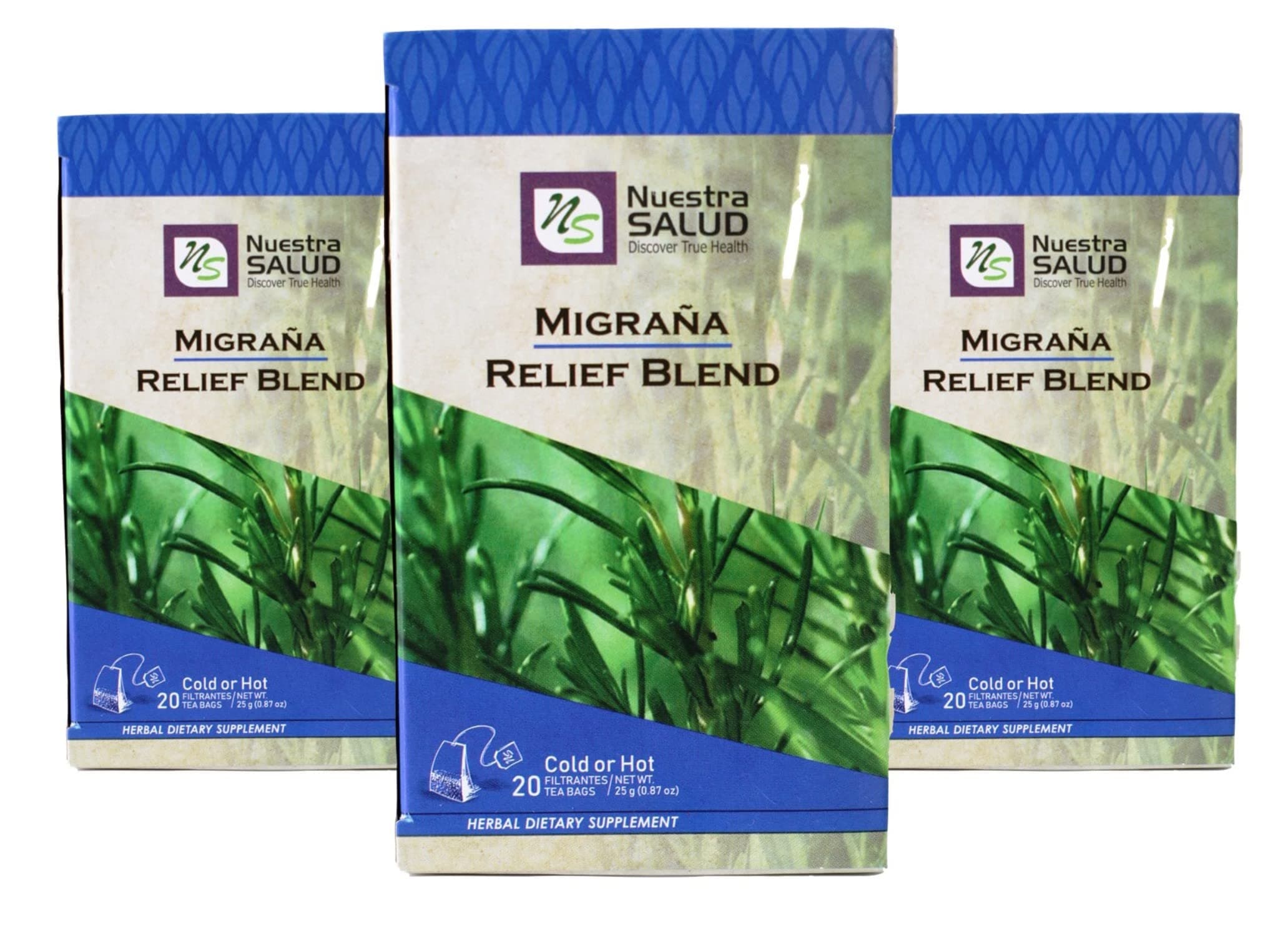 Migraine Tea Relief Blend Migraña Te Value Pack (60 tea bags) 100% Natural Great Benefits Drinking Tea