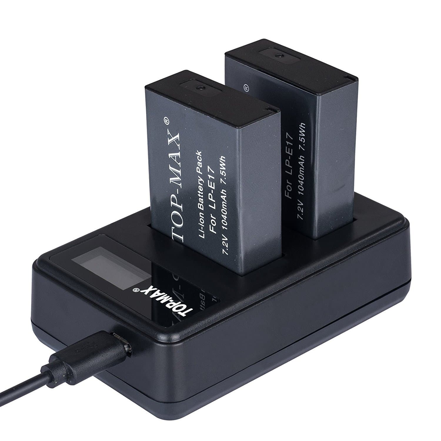 TOP-MAX® 2X LP-E17 Battery + USB Dual Battery Charger for Canon LP-E17 EOS M3 750D 760D 8000D Kiss X8i Rebel T6i T6s Digital SLR Cameras …