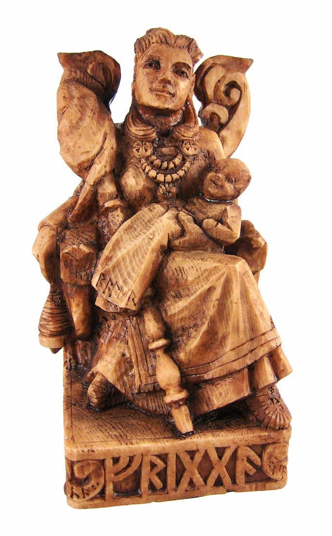 Dryad Norse Goddess Frigga Wood Finish Statue Viking Pagan