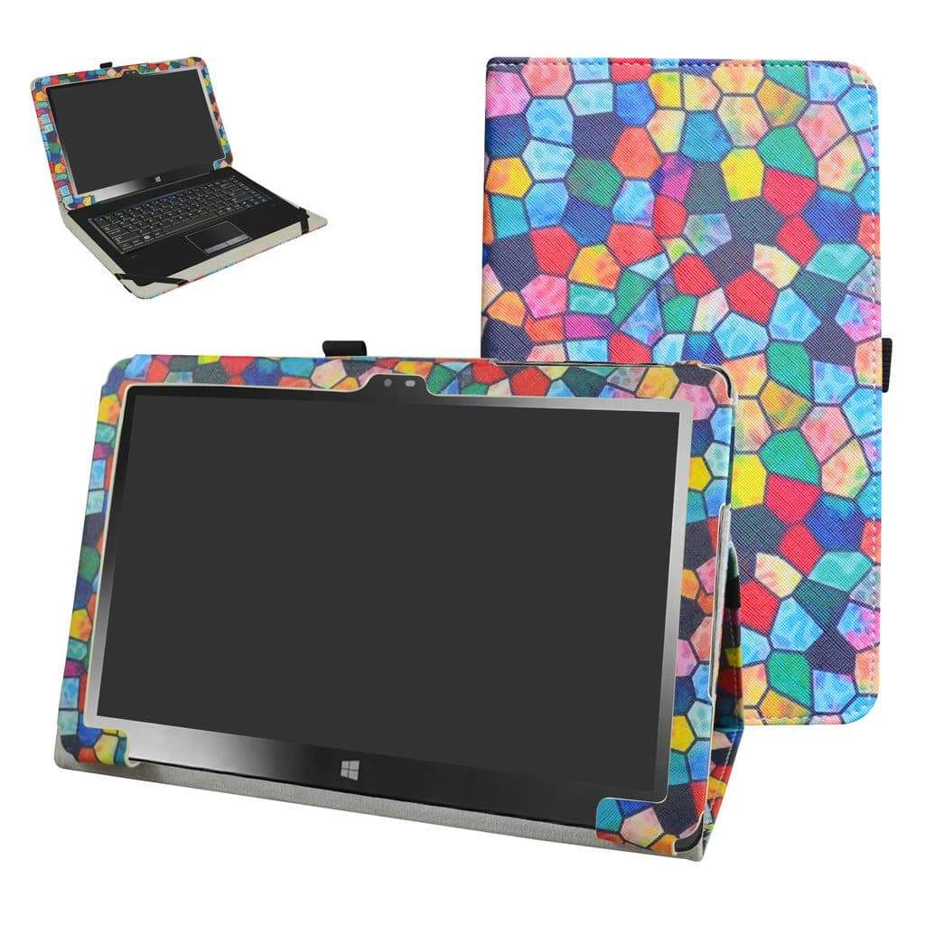 Insignia 11.6 NS-P11W7100 / NS-P11A8100 Case,Mama Mouth PU Leather Folio Stand Cover for 11.6" Insignia 11.6 NS-P11W7100 / NS-P11A8100 11.6 Inch Windows 10 Tablet PC,Stained Glass
