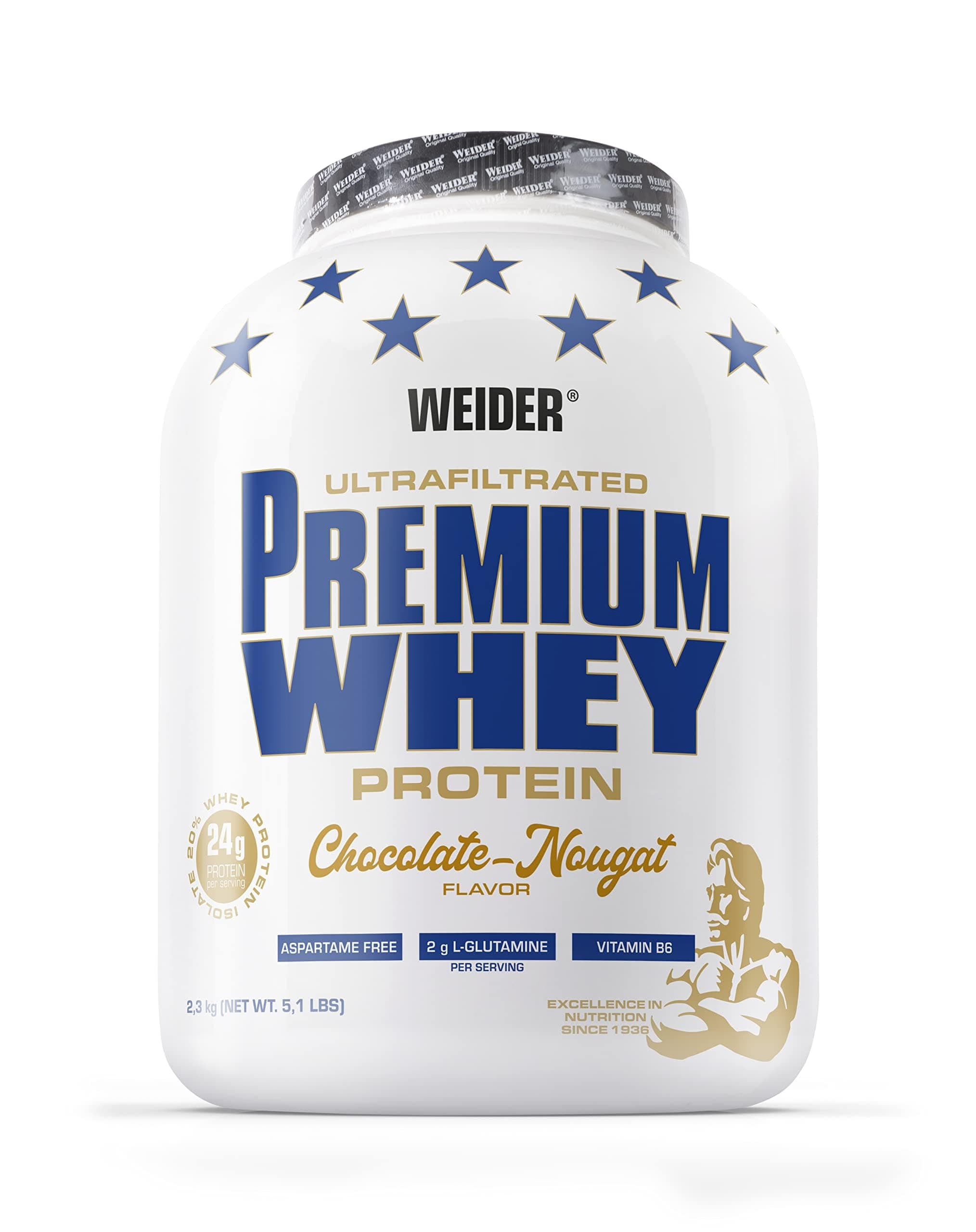 Premium Whey Protein Powder, Low Carb Protein Shakes with Whey Protein Isolate, Chocolate Nougat, (1x 2.3 kg)
