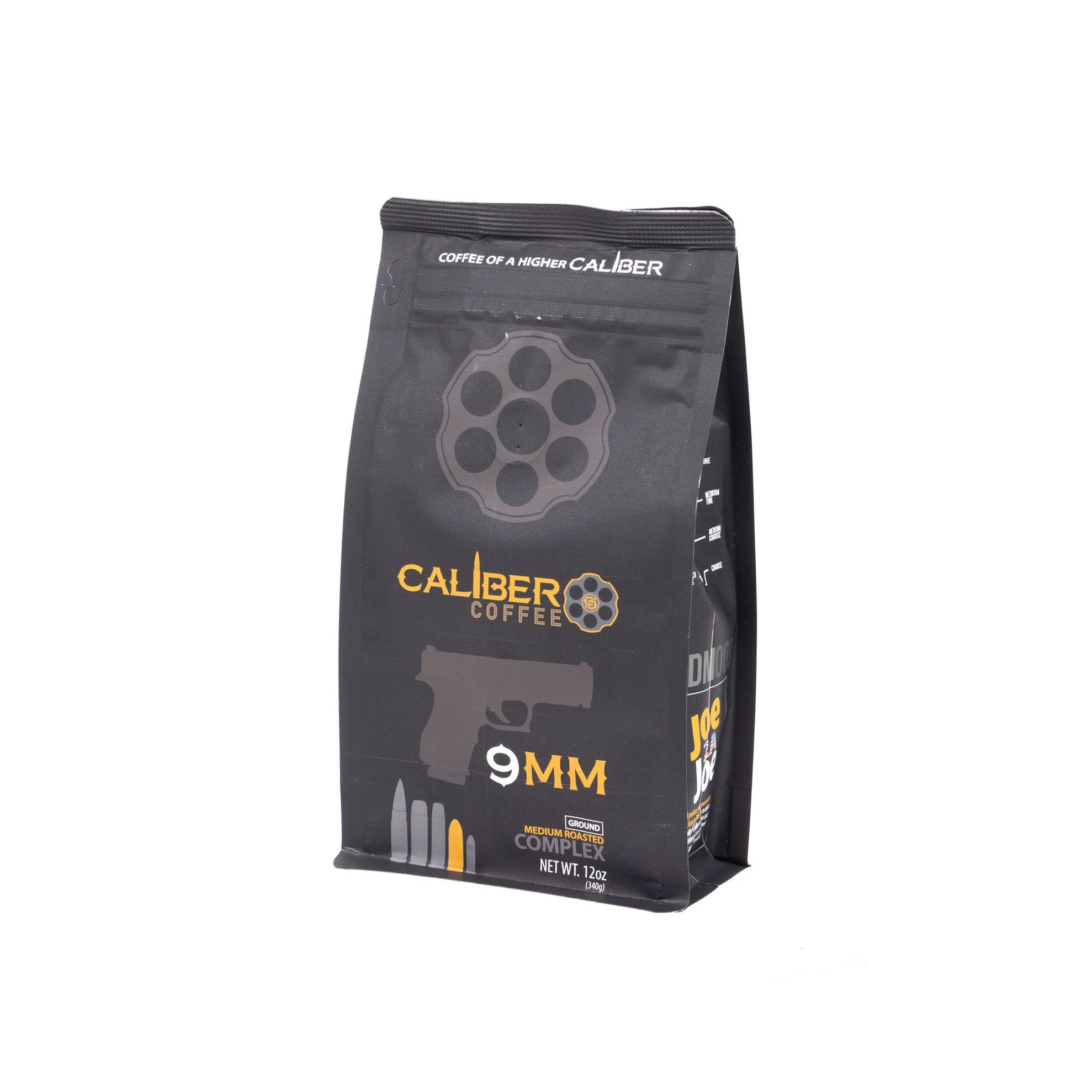Caliber Coffee9MM Ground Medium Roast – Complex, Nutty, Caramel Flavors – 100% Artisan Roasted Arabica Coffee – Small-Batch, Hand-Crafted – Veteran Owned – 12oz Bag