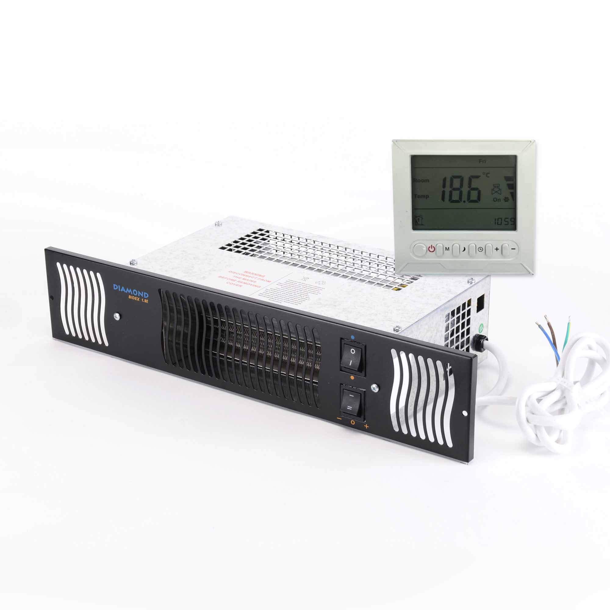 Diamond 1.9kw Electric Kitchen Plinth Heater with 7 Day Timer & Room Thermostat - Black Grill