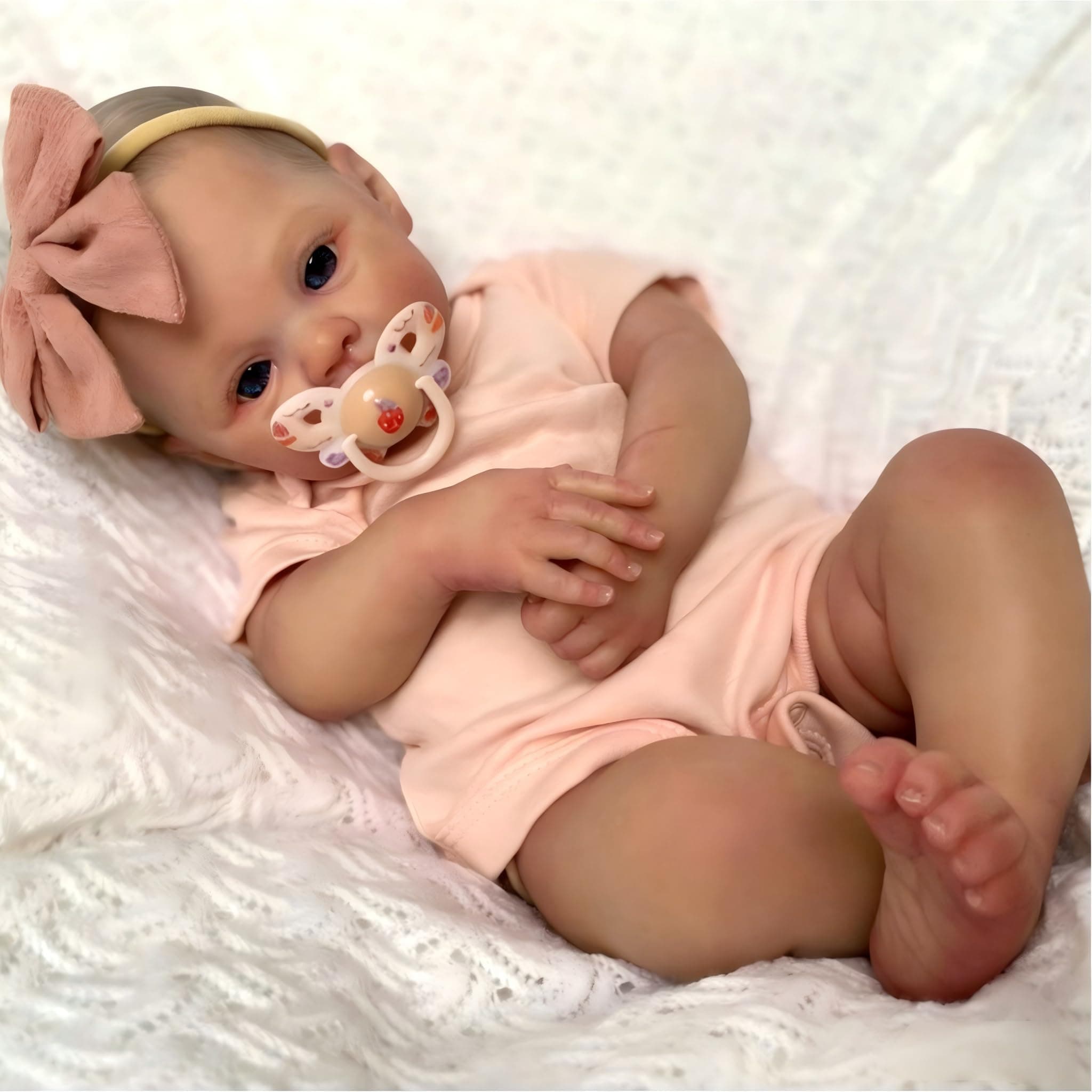 Lifelike Reborn Baby Girl Doll 19 Inch, Soft Silicone & Vinyl Handmade Doll with Accents, Realistic Newborn Toy for Kids