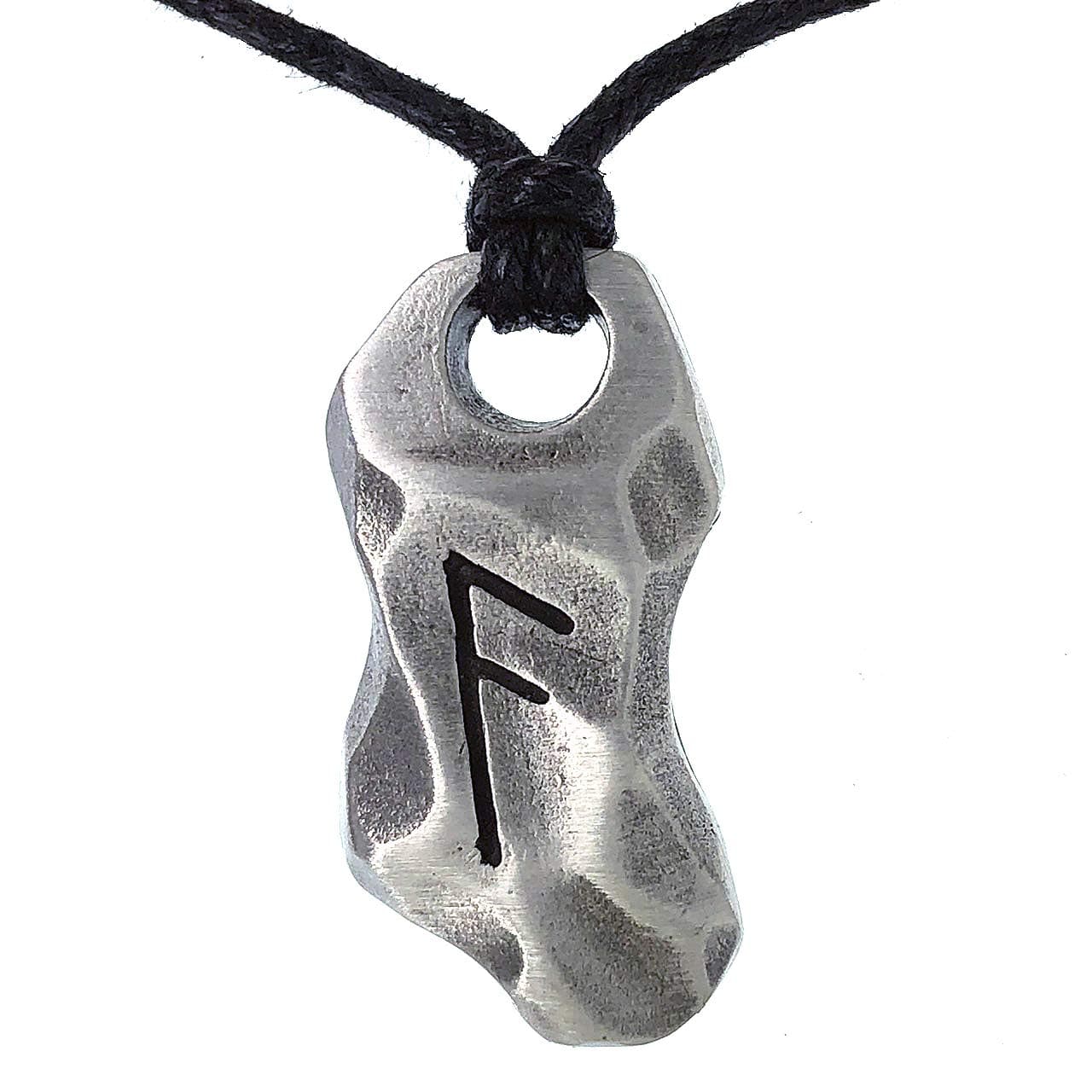 TopToll Viking Jewelry Ansuz A God Ancestor Devine Breath Power Luck Inspiration Element Air Elder Futhark Rune Runic Protection Amulet Silver Pewter Men's Pendant Necklace Charm men adjustable Cord