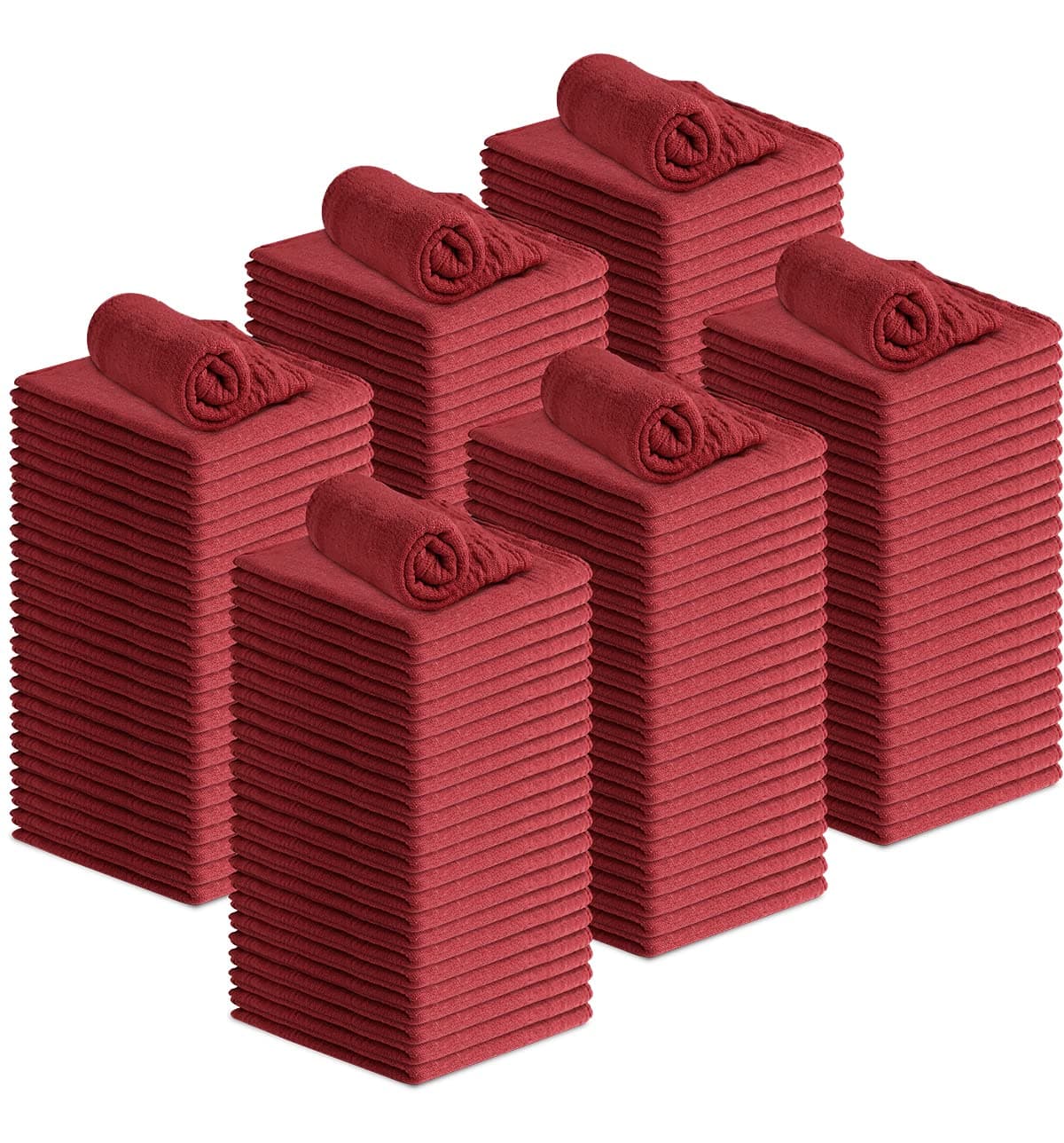 Avalon Towels Cotton Shop Rags – (Pack of 150) Size 12x14 Inches Cleaning Rags – Absorbent Shop Towels and Multipurpose Cleaning Towels for Automobiles, Industries, Garage and Homes (Red)