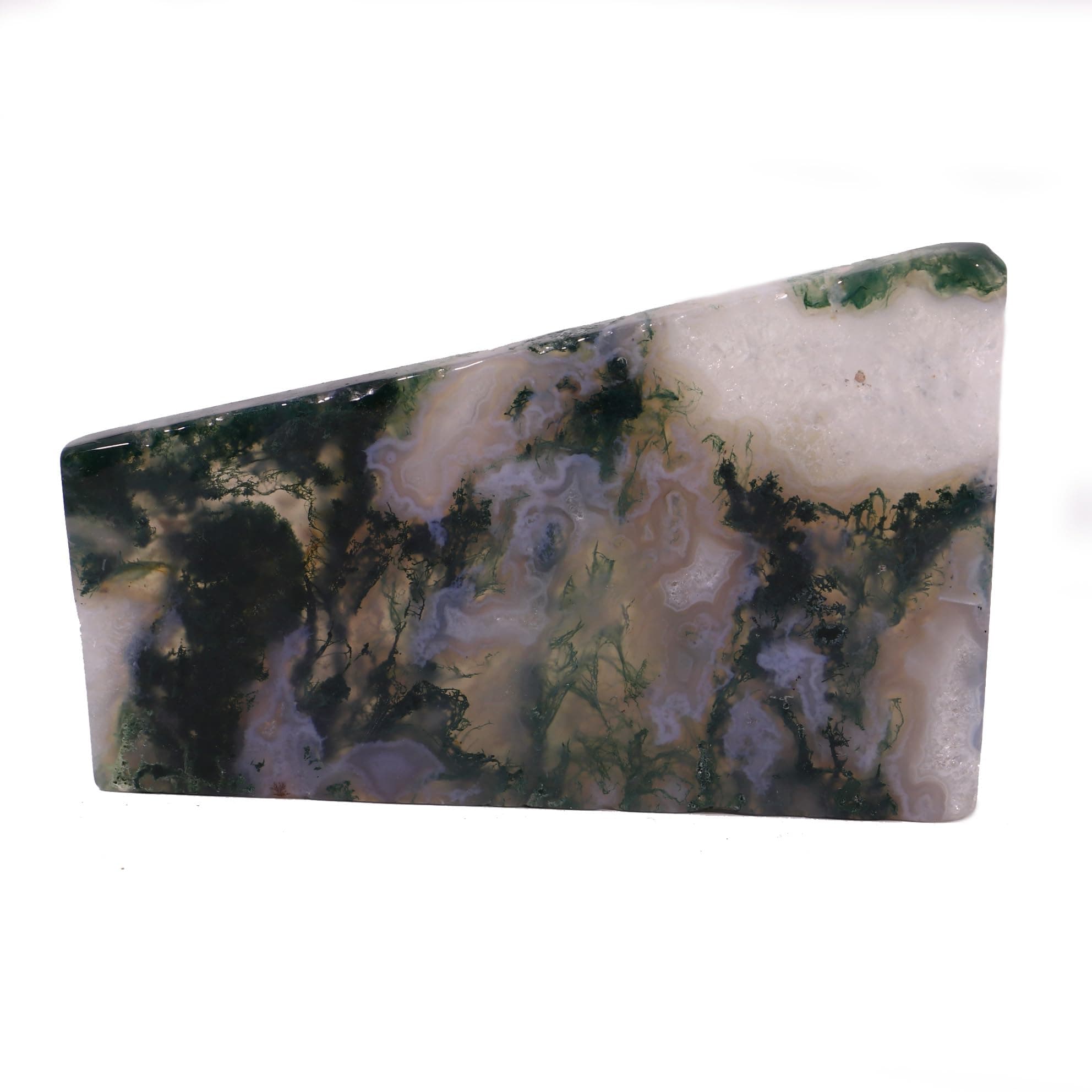Raw Moss Agate Plate 0.33lb(150G) Rough Crystal Rocks Healing Crystal Slices Moss Agate Slab Office Home Decor Gifts